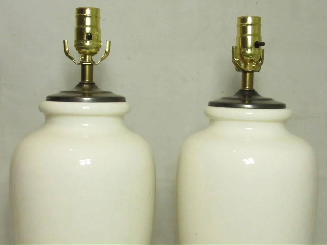 Pair of White Porcelain Vase Lamps - 7