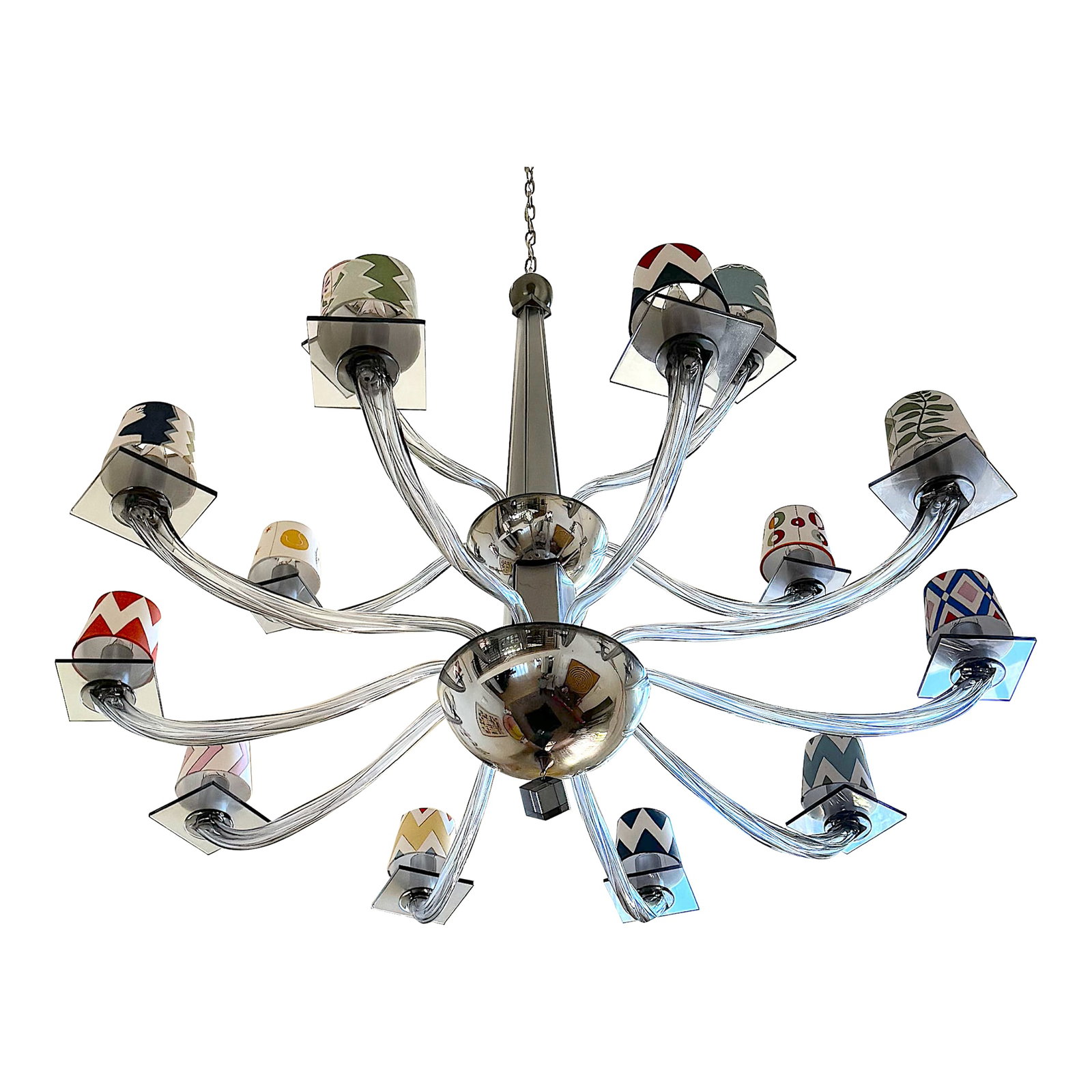 Contemporary Murano - Two-Tiered Gray Chandelier: This stunning, hand-blown Murano chandelier showcases a luxurious smoky grey glass design, perfect for making a bold statement in any room. An ideal focal point for your space, blending artistry and