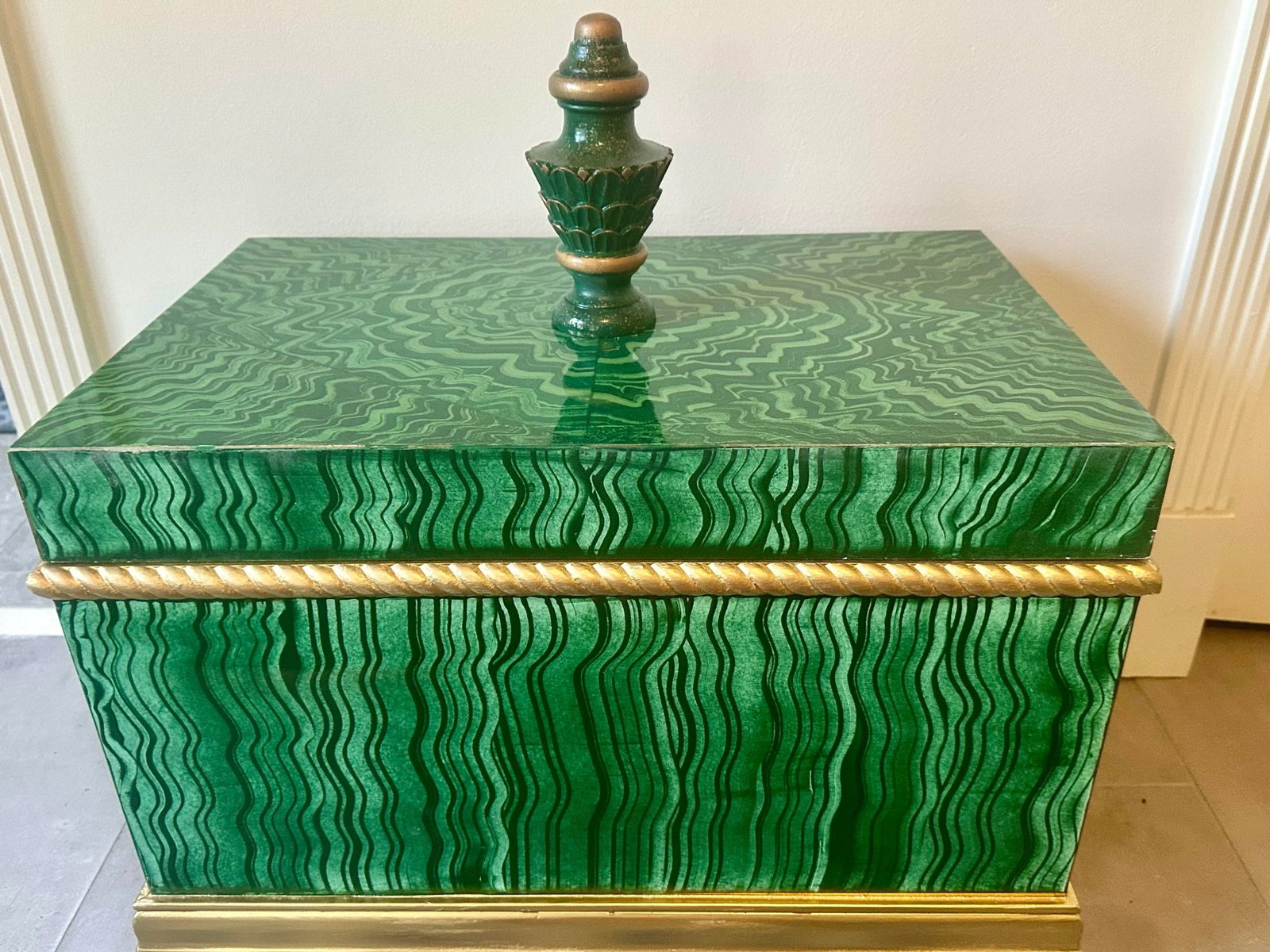 Vintage Faux Malachite Hand Painted Box - 12