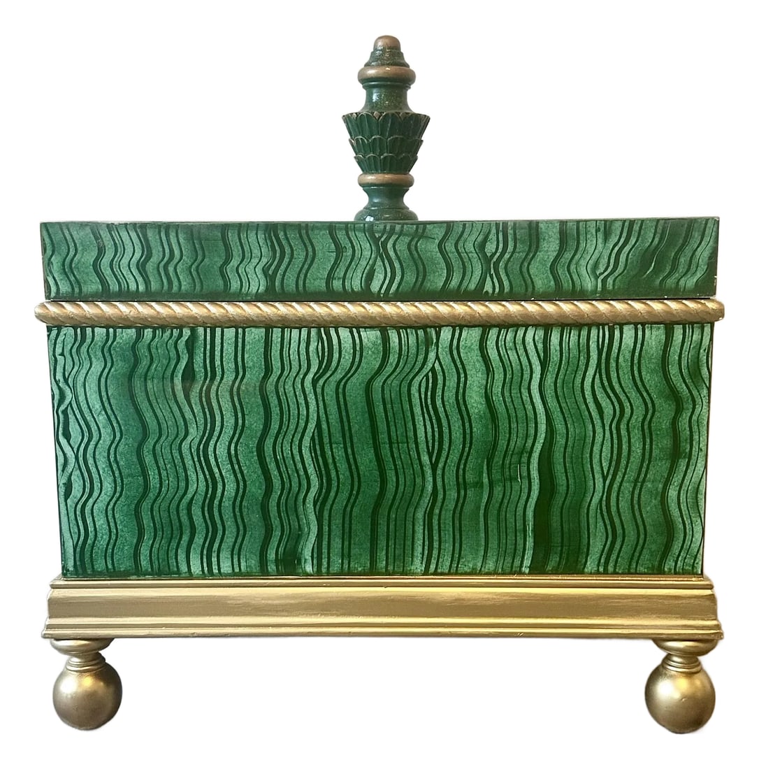 Vintage Faux Malachite Hand Painted Box (1 of 12)