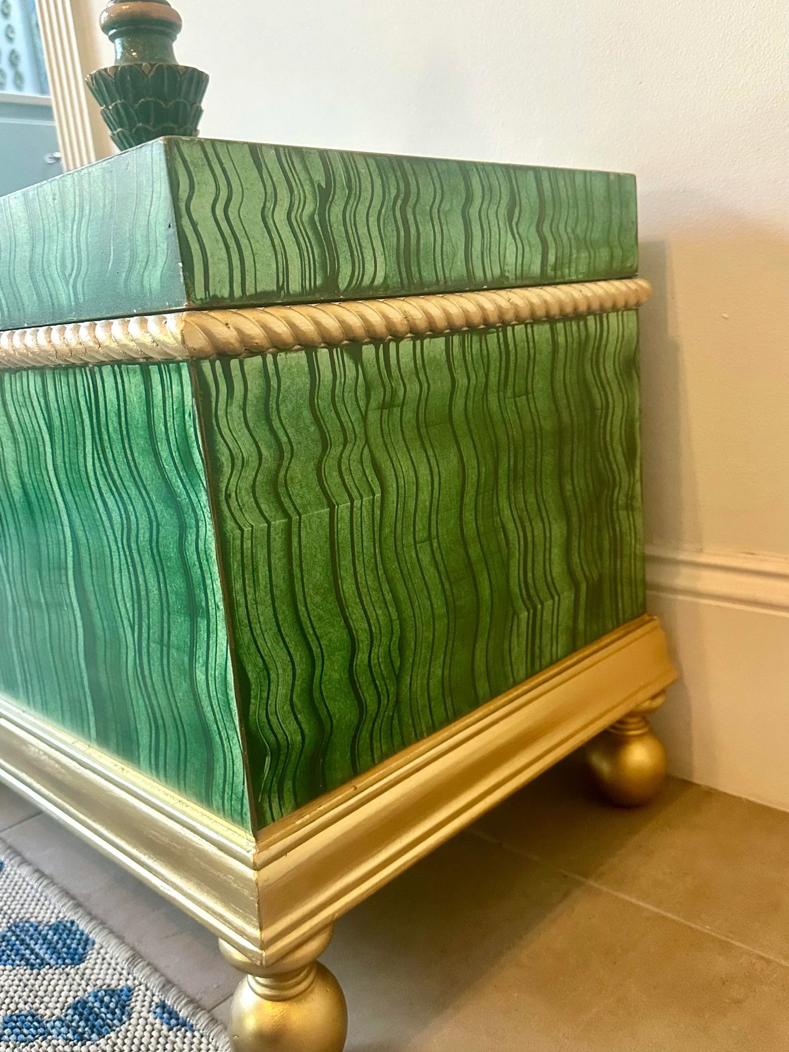 Vintage Faux Malachite Hand Painted Box - 5
