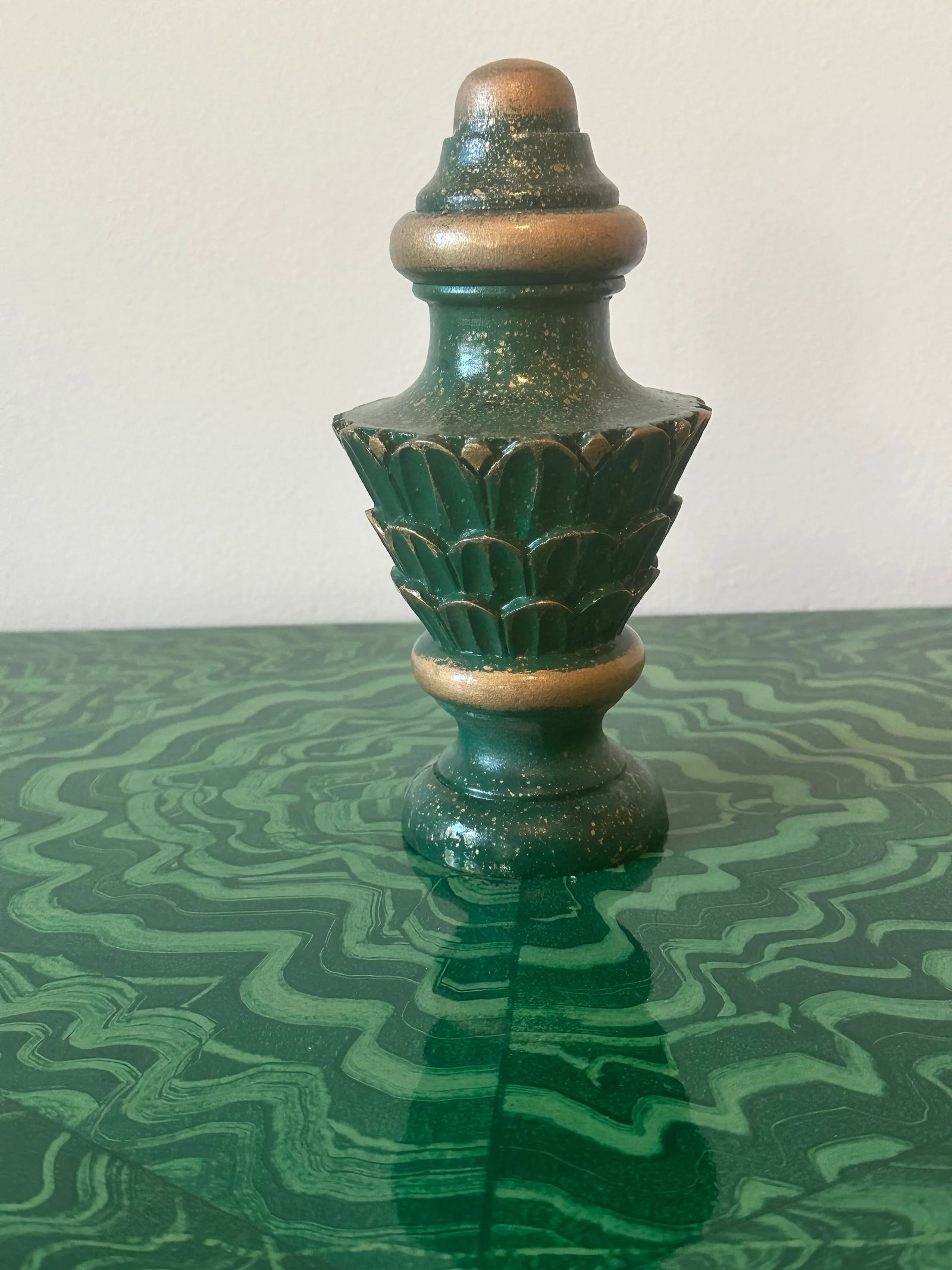 Vintage Faux Malachite Hand Painted Box - 7