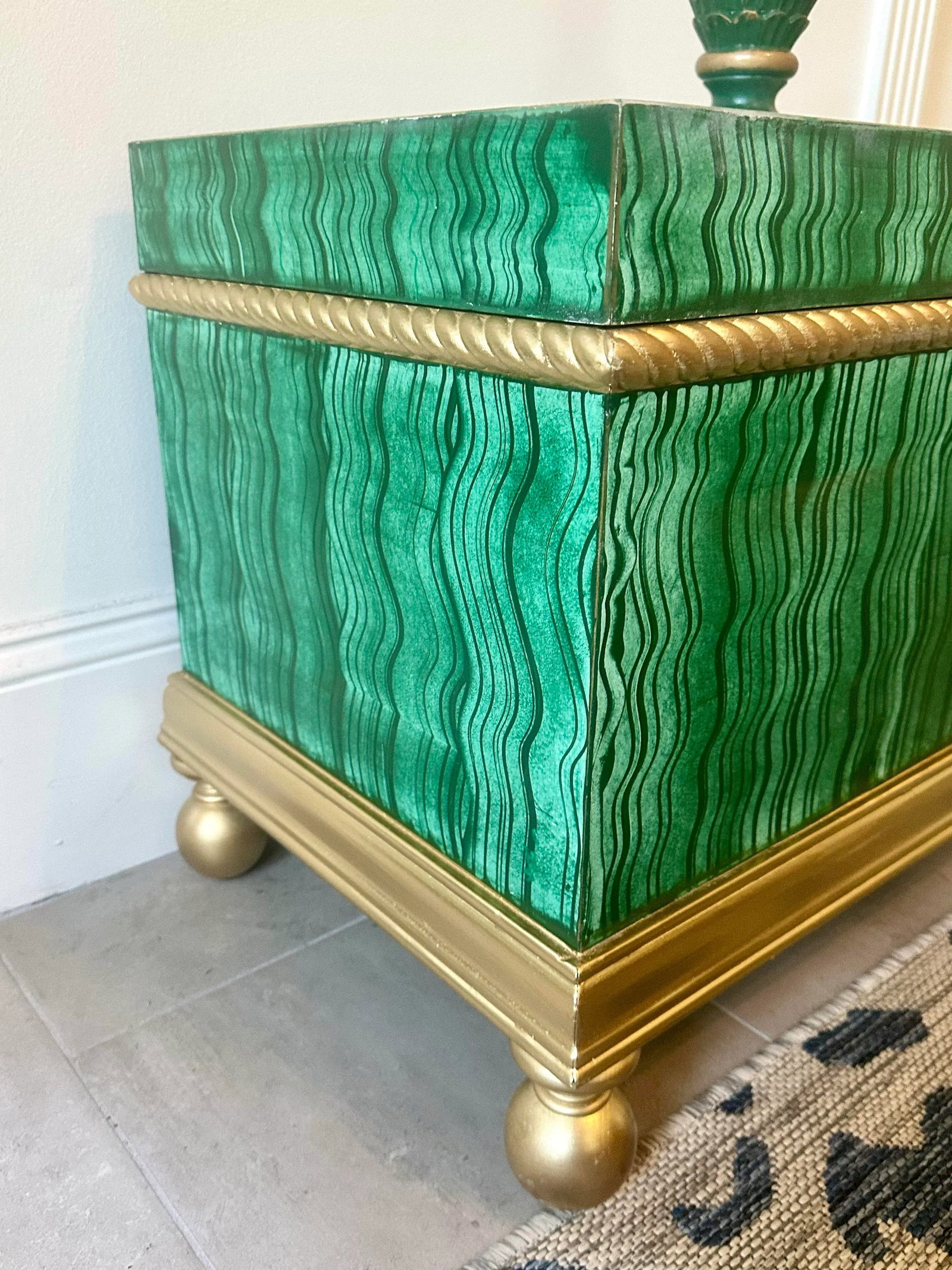 Vintage Faux Malachite Hand Painted Box - 9