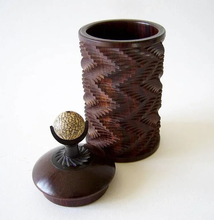 Jon Sauer California Modern Studio Exotic Woods Betel Nut Lidded Box - 2