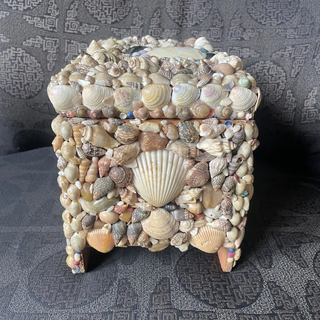 Early 20th Century Shell Encrusted Jewelry/Sewing Box - 11