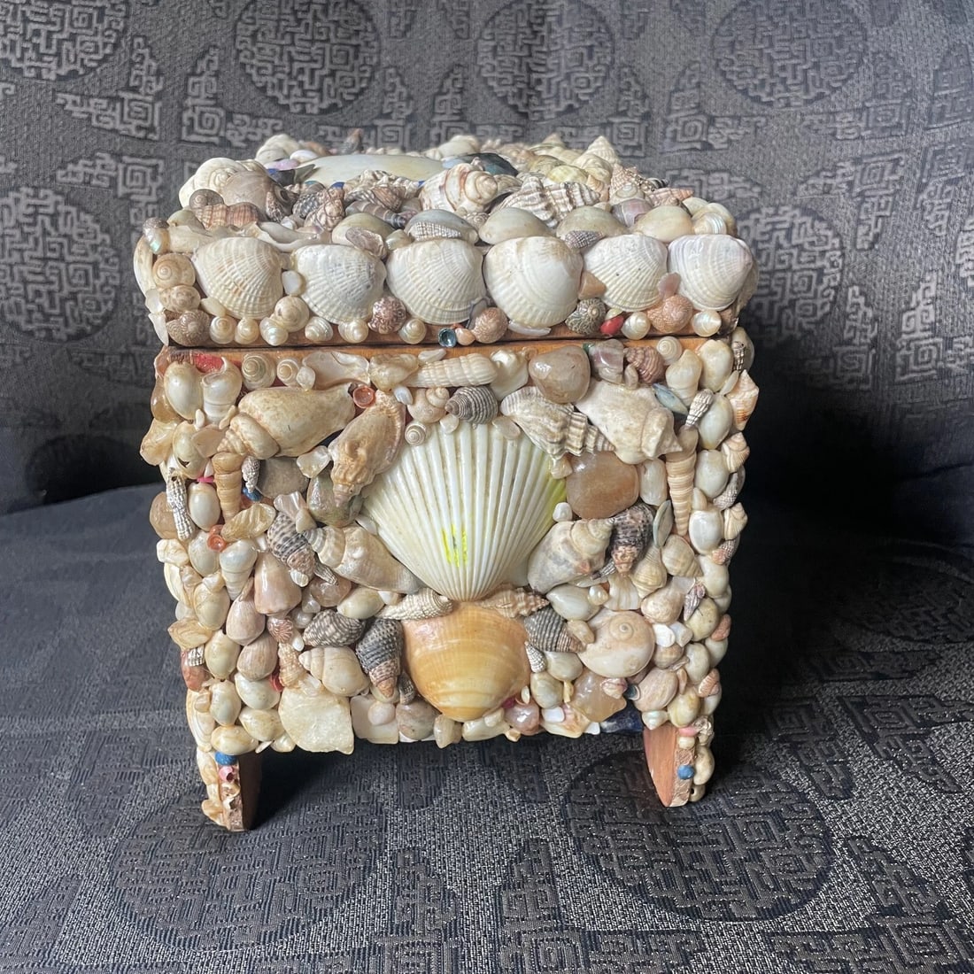 Early 20th Century Shell Encrusted Jewelry/Sewing Box - 4