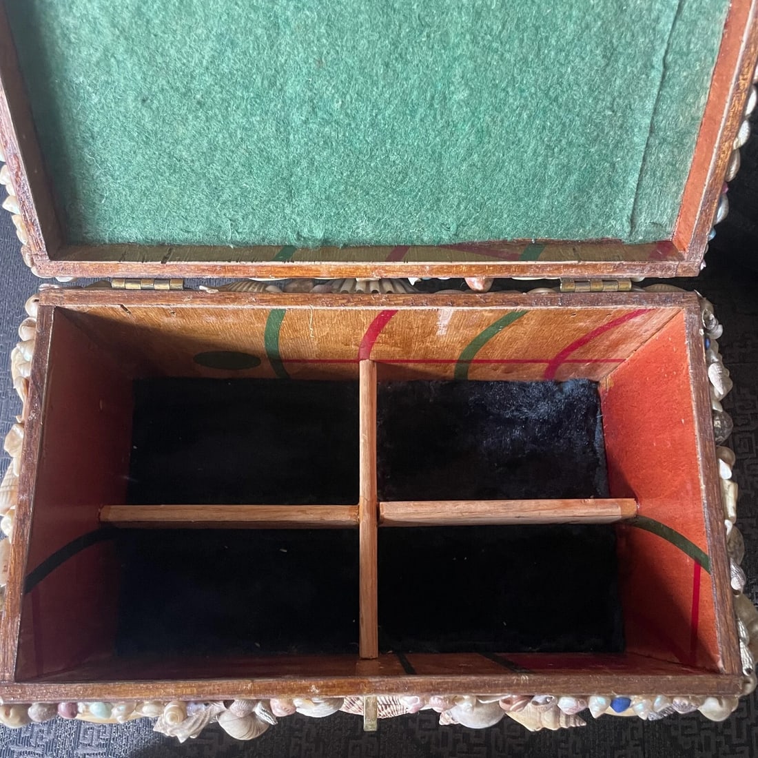 Early 20th Century Shell Encrusted Jewelry/Sewing Box - 9