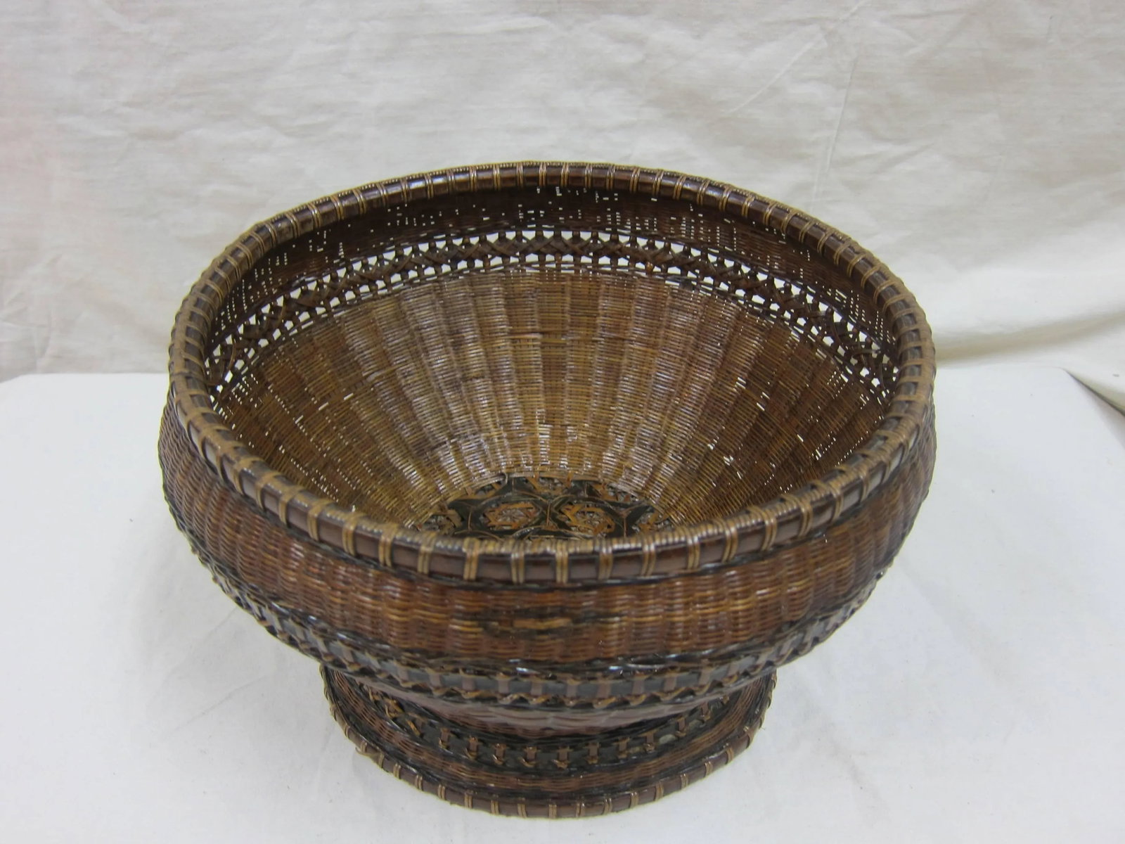 Antique Woven Basket Bowl - 3