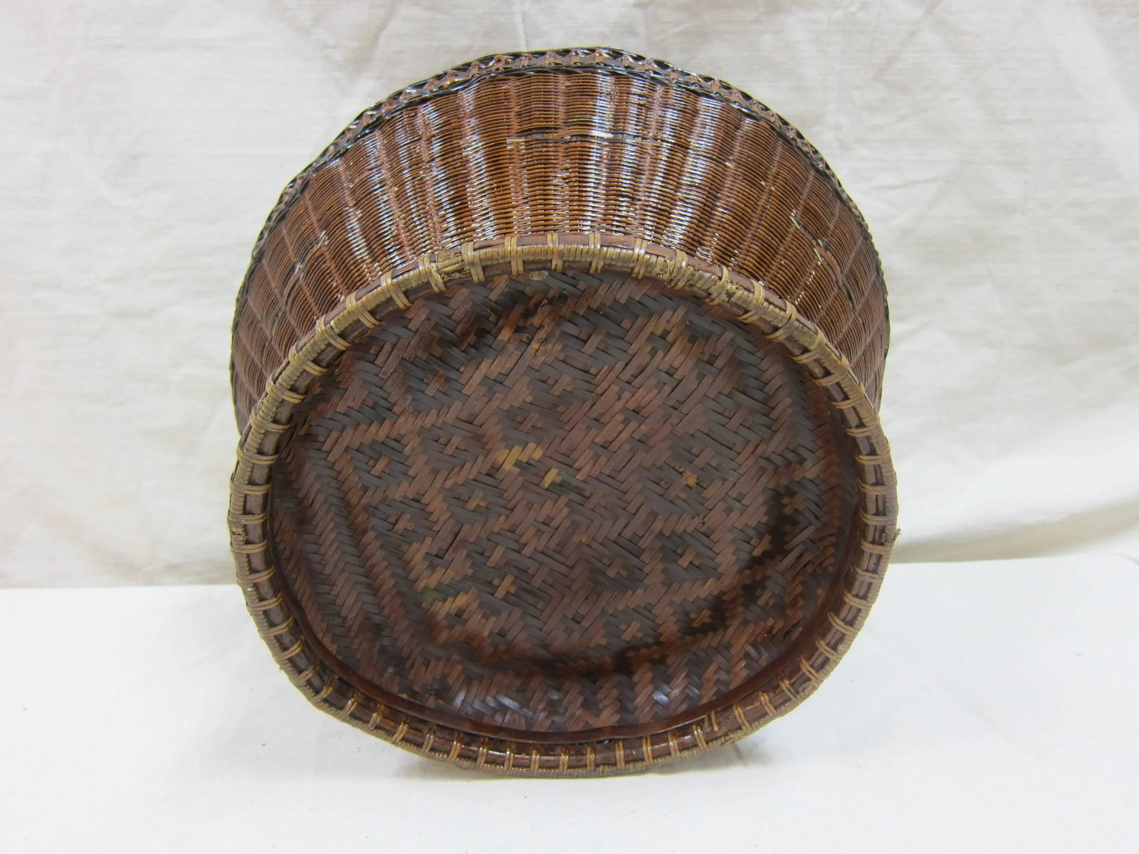 Antique Woven Basket Bowl - 6