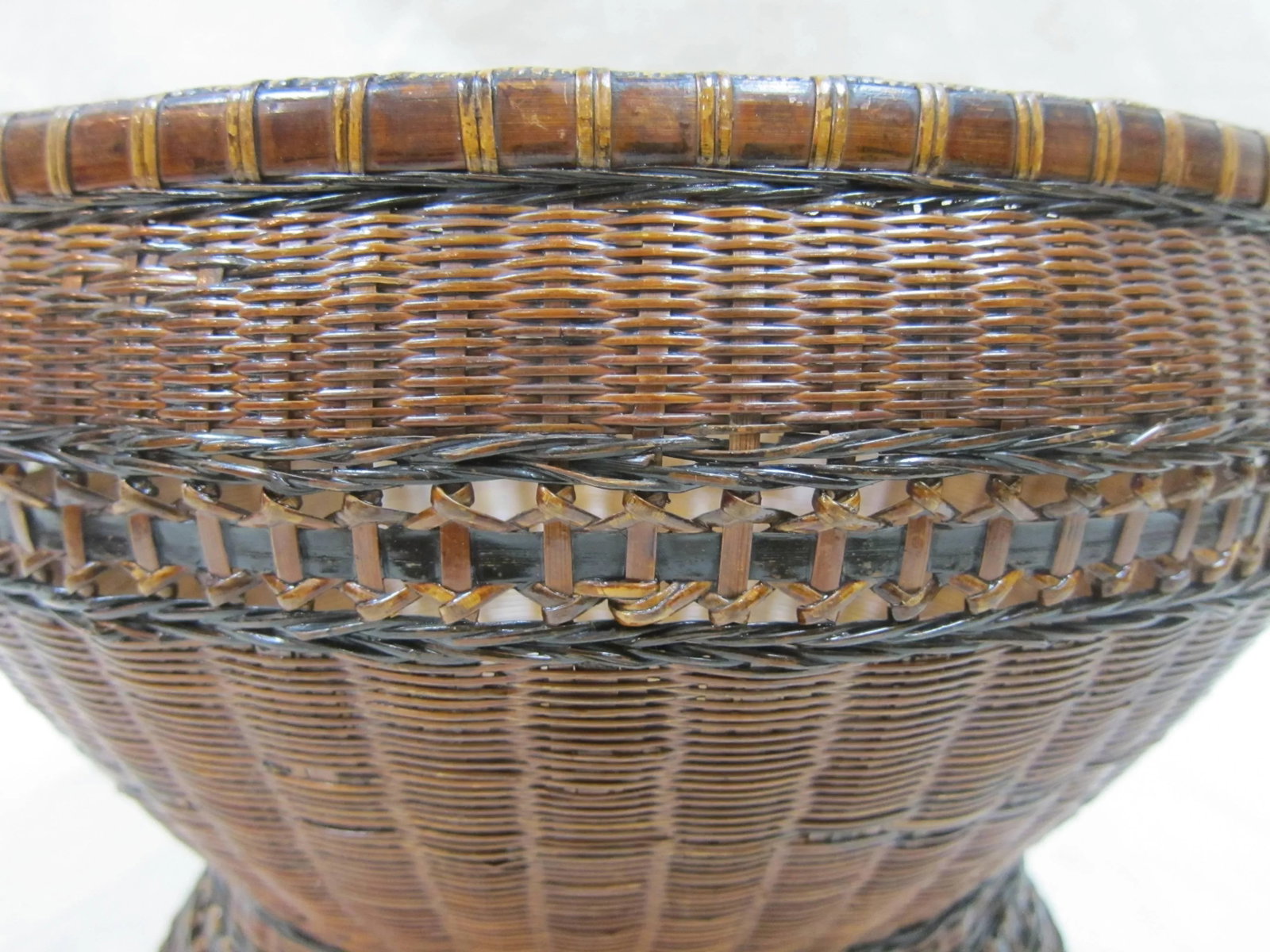 Antique Woven Basket Bowl - 7
