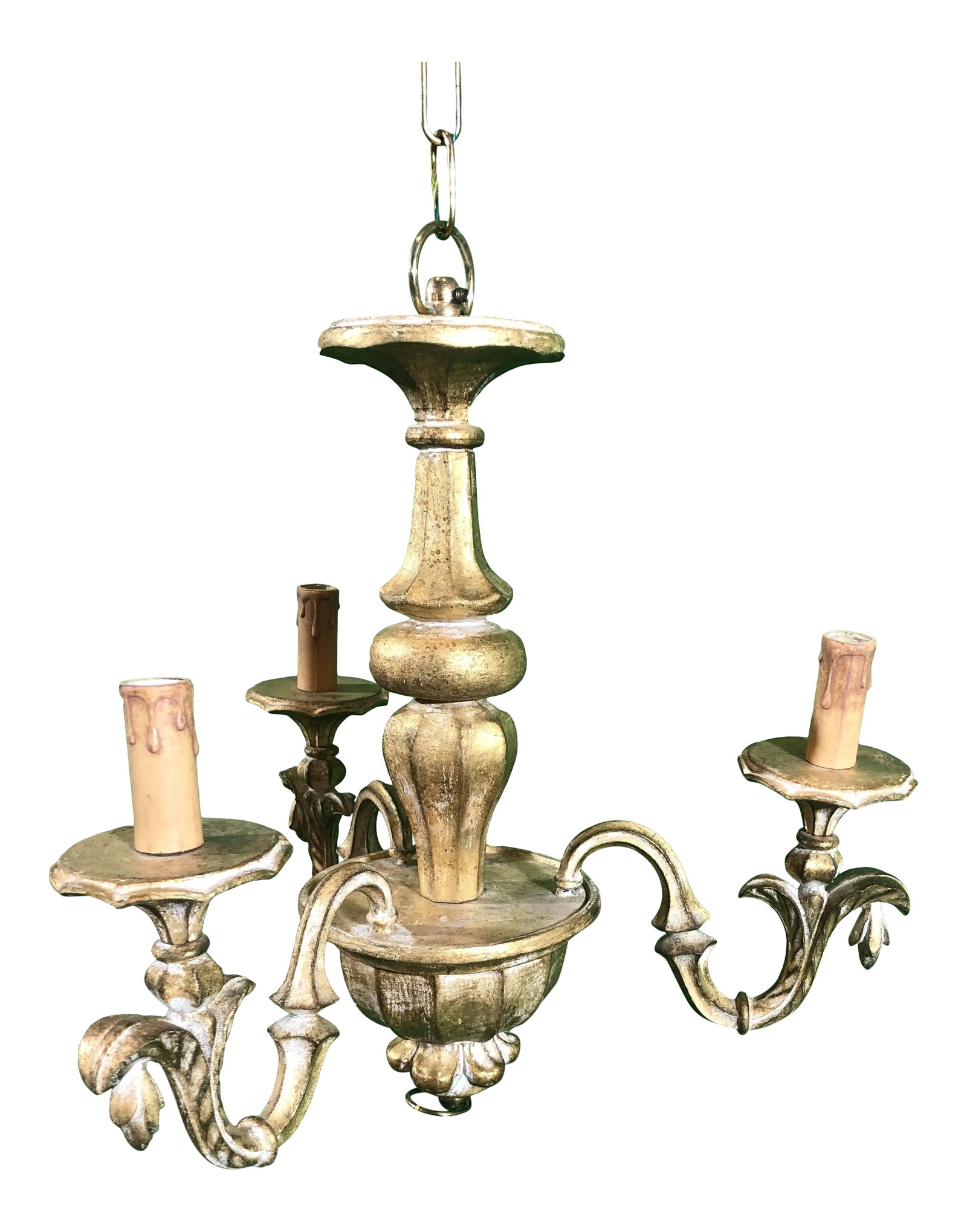 Vintage Hand Carved Italianate Three Light Chandelier (1 of 9)