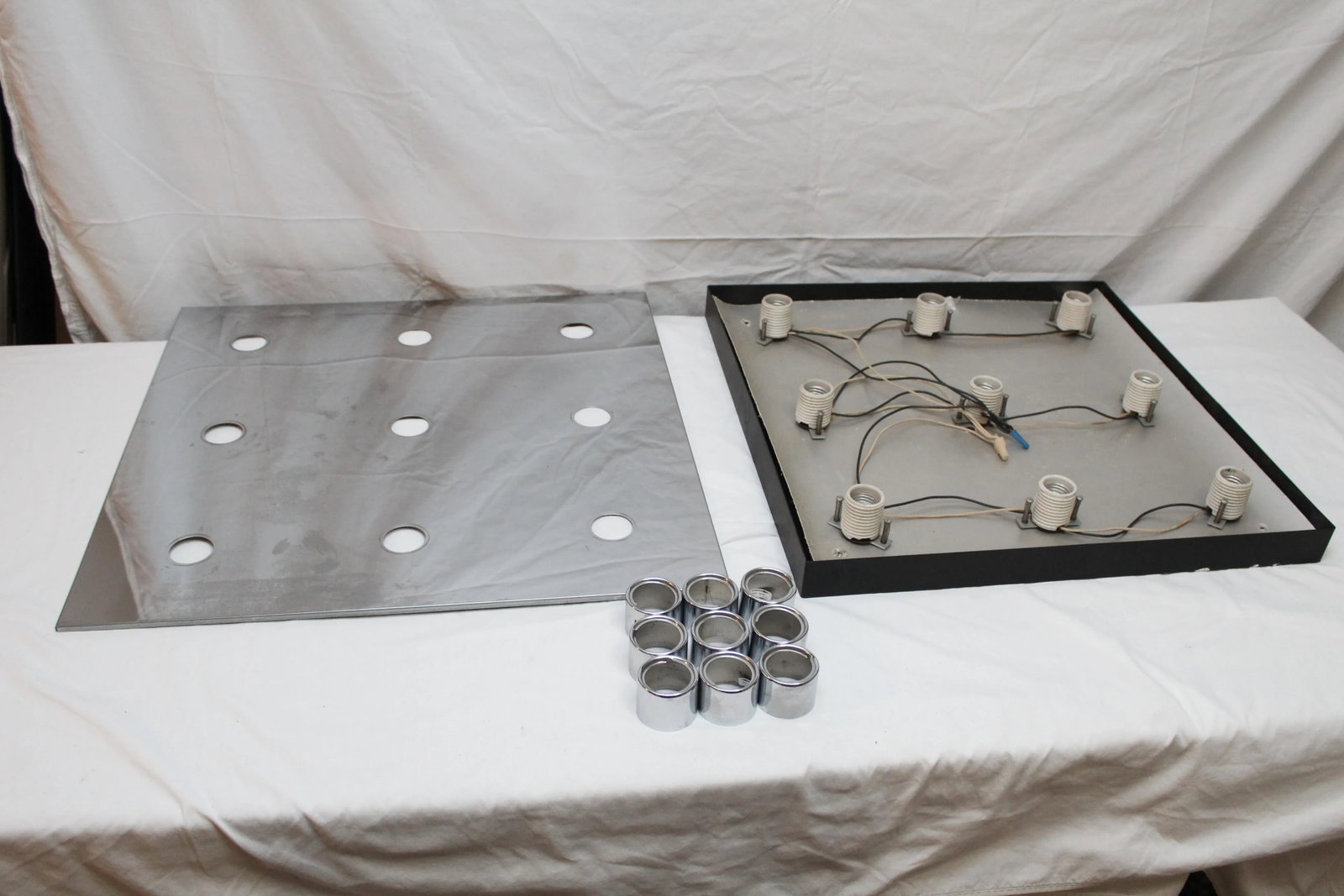 Lightolier Mid-Century Modern 9 Light Chrome Ceiling Fixture - 12