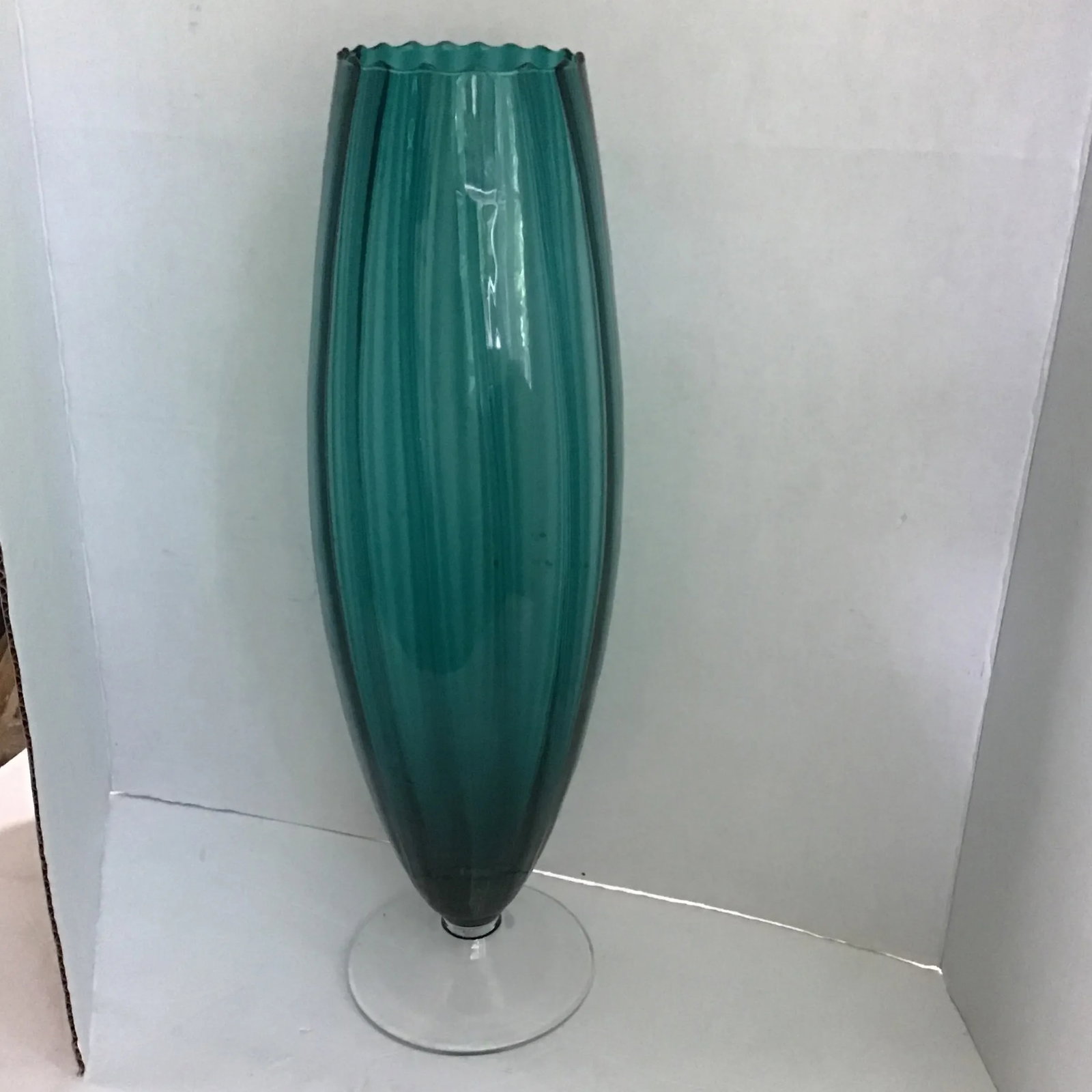 Mid 20th Century Murano Glass Blue Vase Vessel 18" - 4