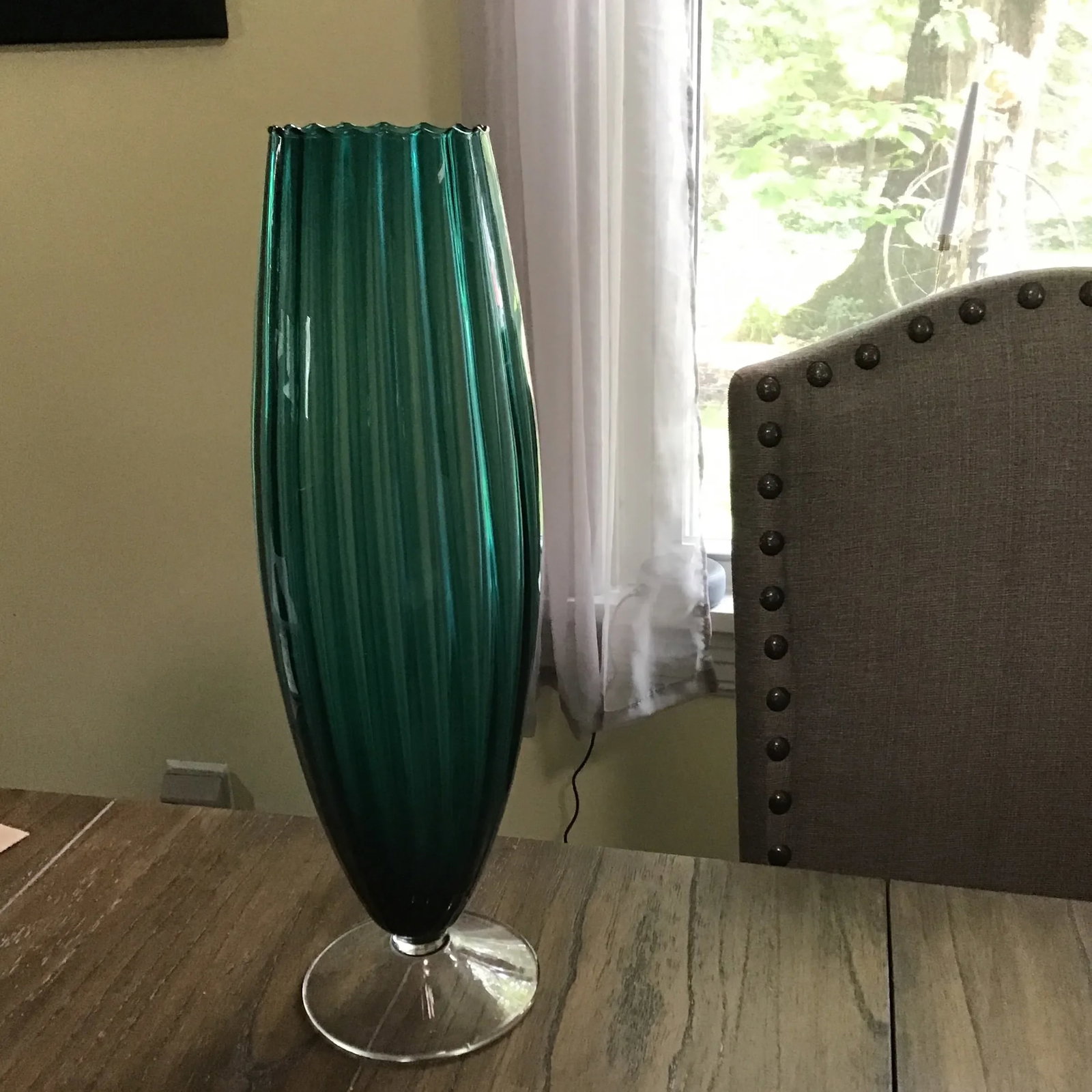 Mid 20th Century Murano Glass Blue Vase Vessel 18" - 6