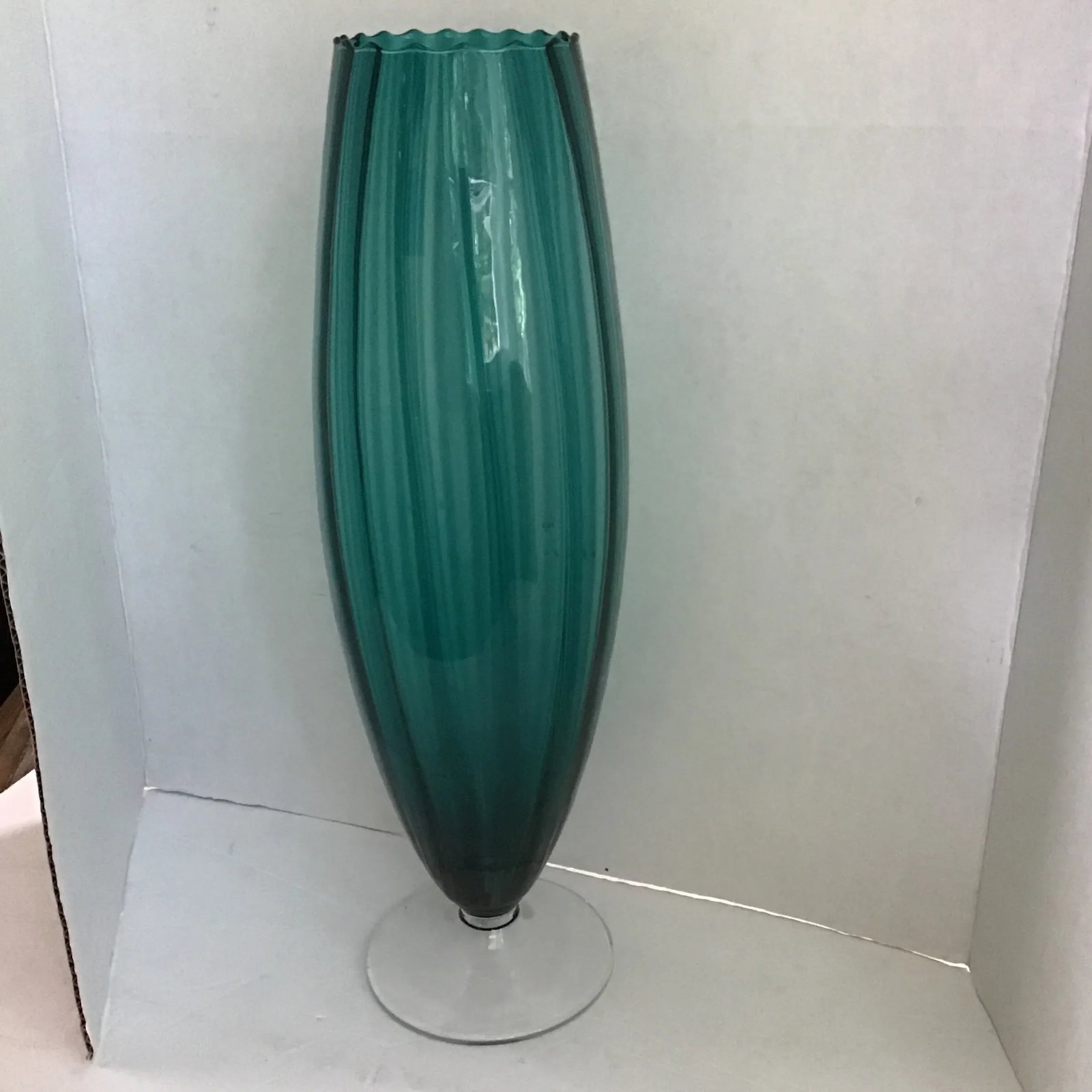 Mid 20th Century Murano Glass Blue Vase Vessel 18" - 7