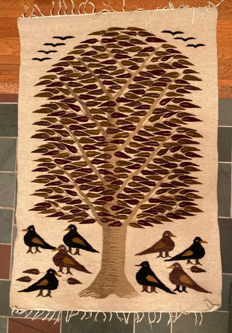 Mid Century Wool Tree of Life Tapestry - 2
