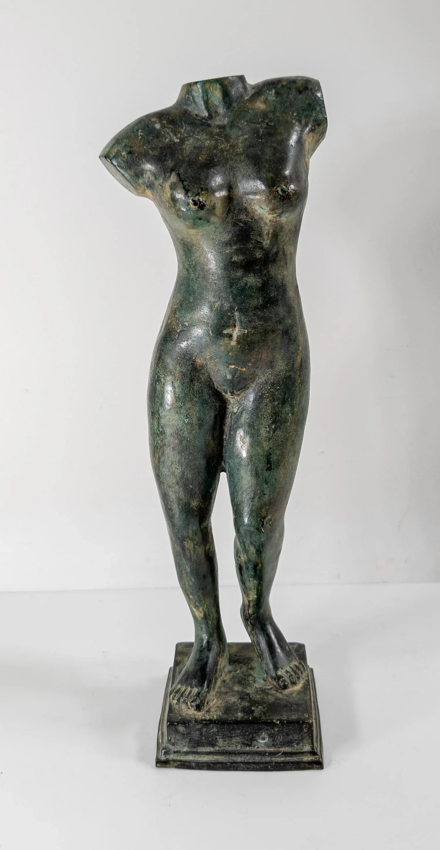Mid-Century Decorative Verdigris Bronze Nude Female Figure - 2