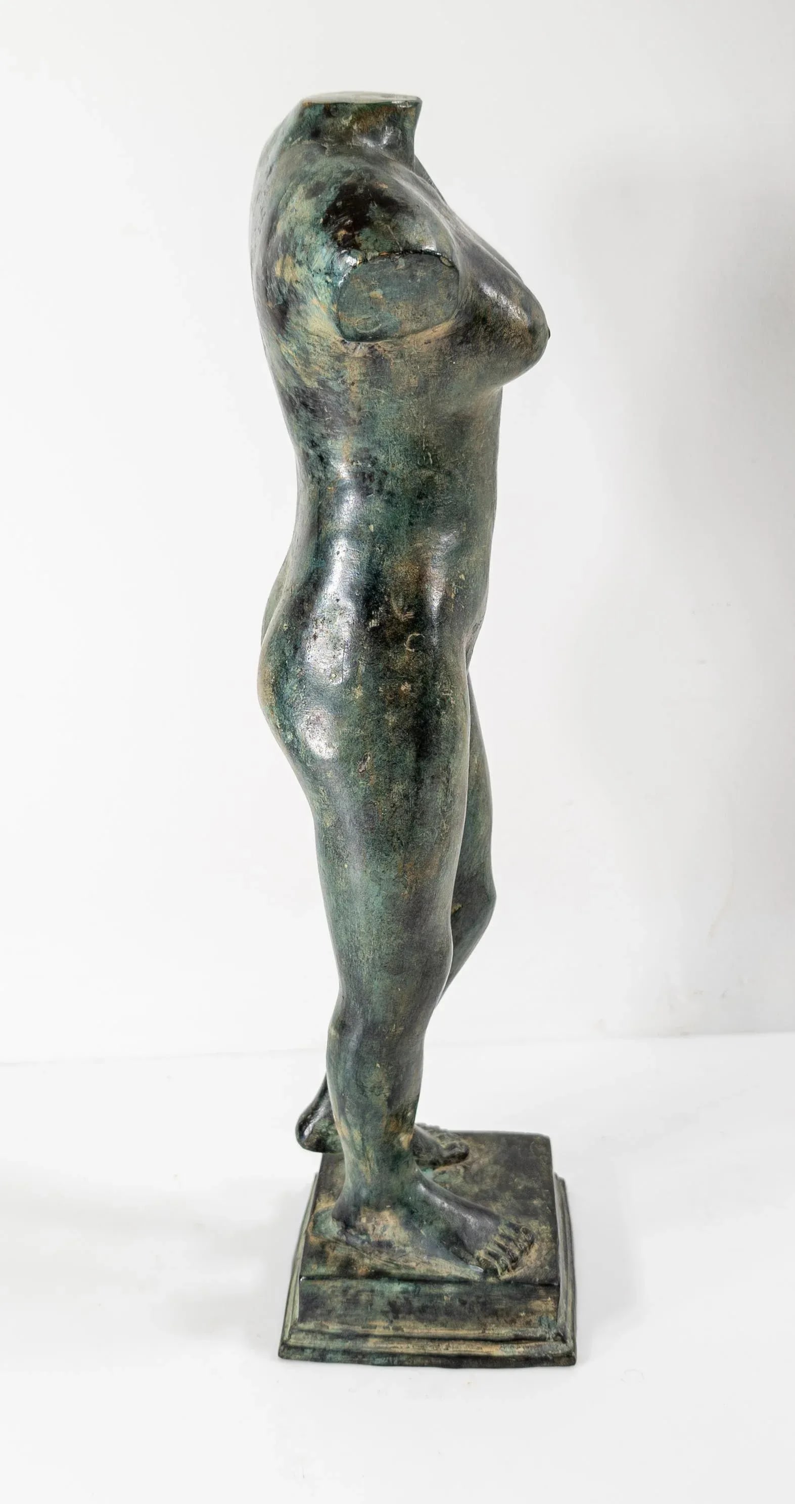 Mid-Century Decorative Verdigris Bronze Nude Female Figure - 3