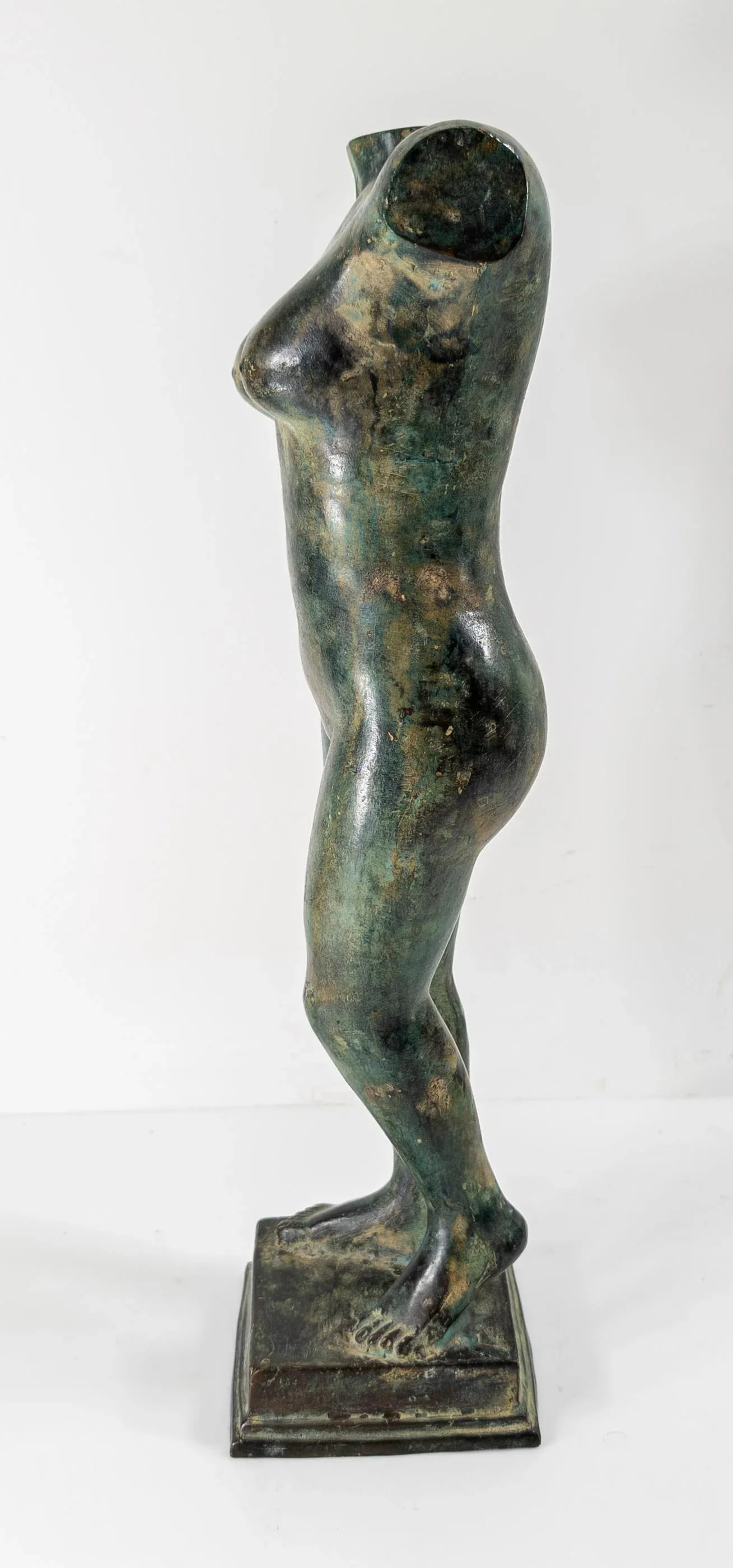 Mid-Century Decorative Verdigris Bronze Nude Female Figure - 5