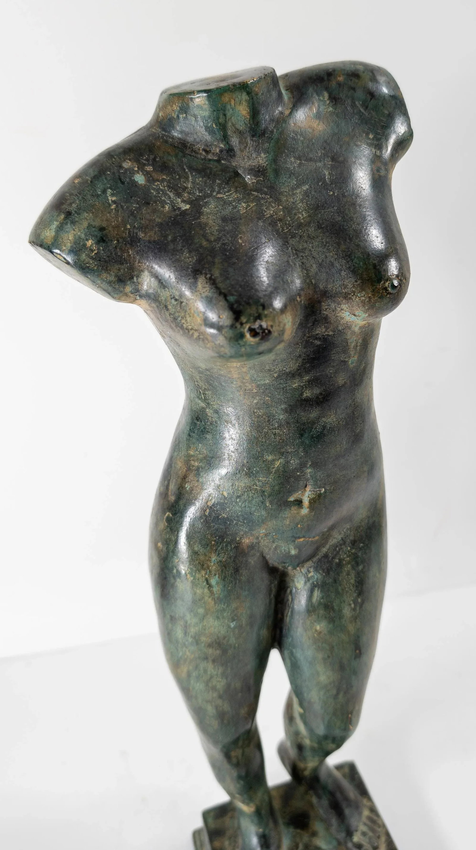 Mid-Century Decorative Verdigris Bronze Nude Female Figure - 6