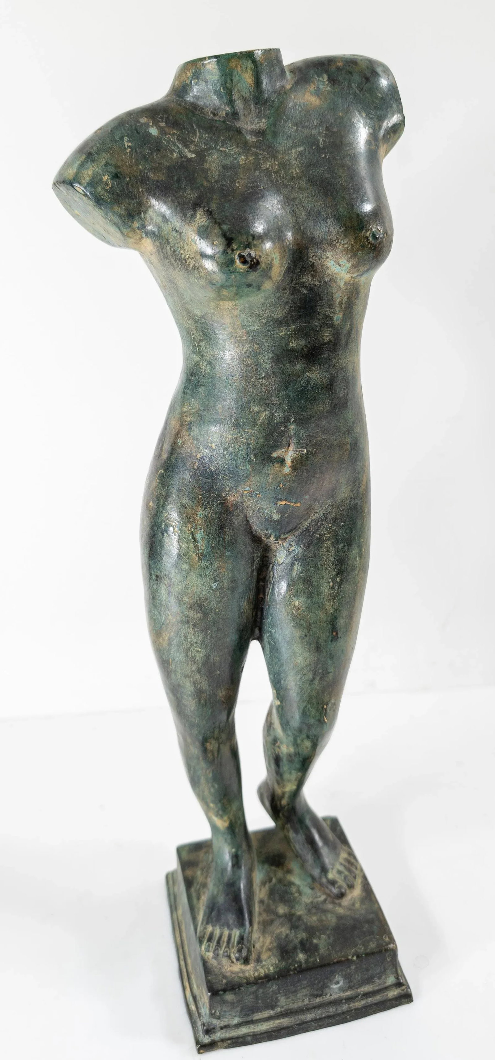 Mid-Century Decorative Verdigris Bronze Nude Female Figure - 8