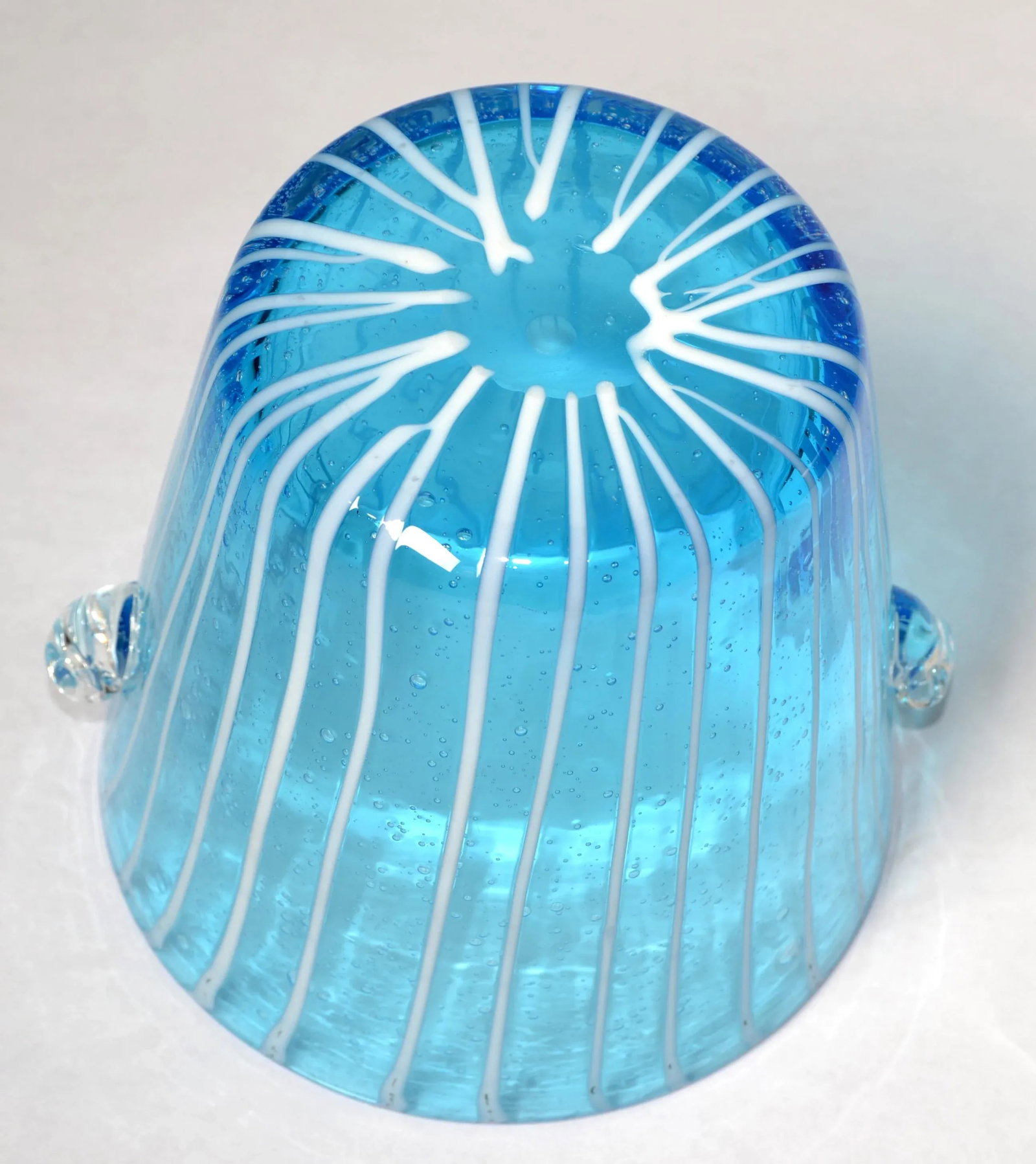 1970s Vintage Venini Style Blown Glass Light Blue White Wine Cooler Martini Ice Bucket, Italy - 10