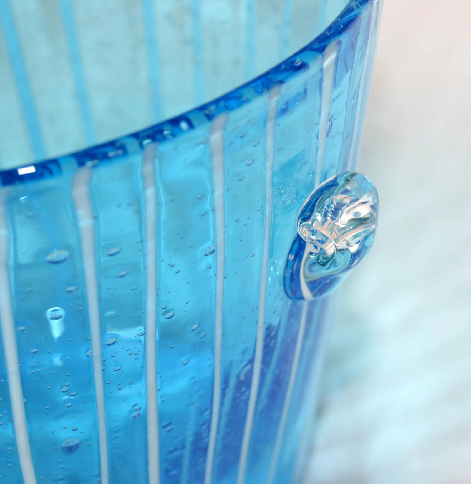 1970s Vintage Venini Style Blown Glass Light Blue White Wine Cooler Martini Ice Bucket, Italy - 5