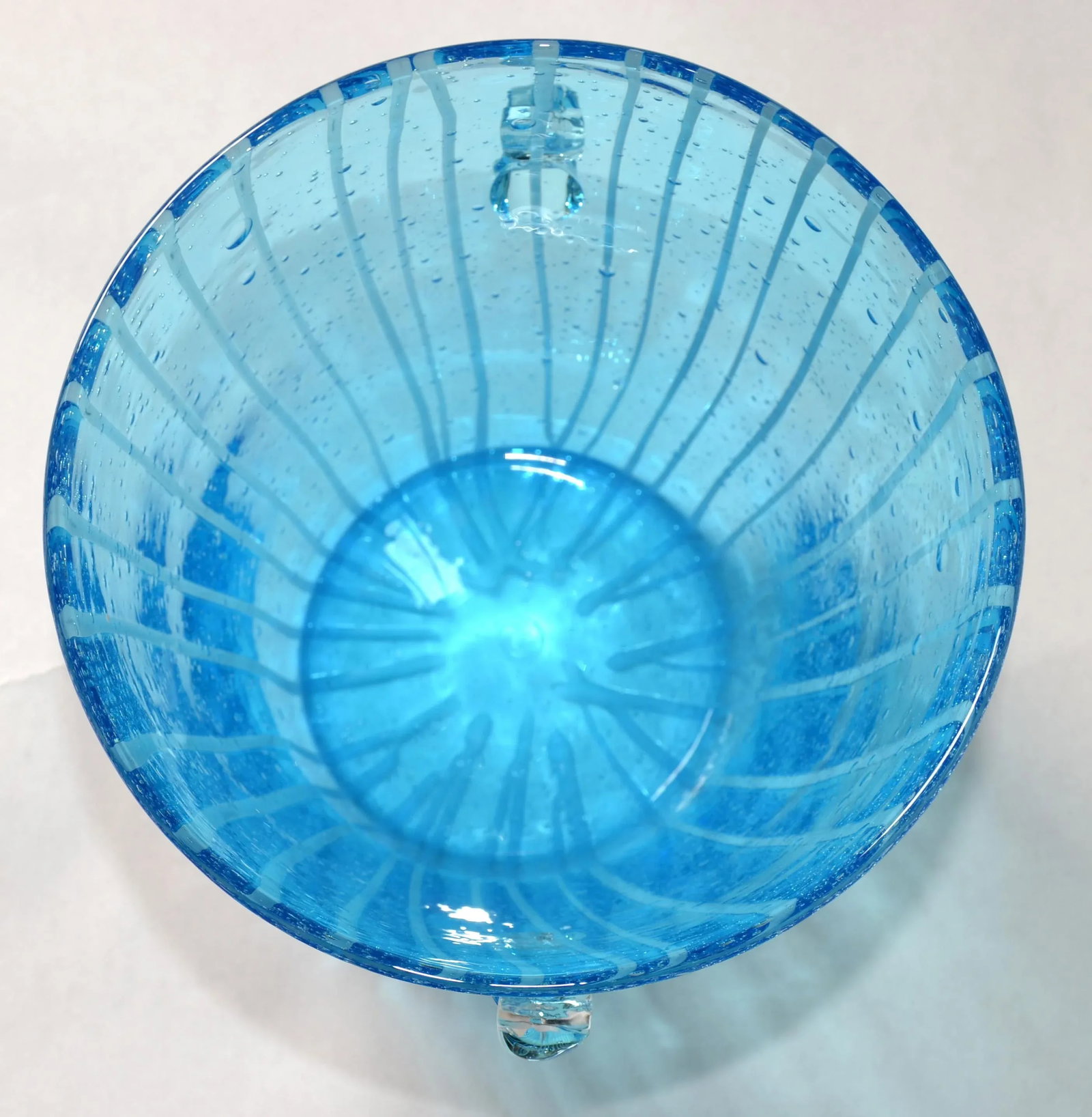 1970s Vintage Venini Style Blown Glass Light Blue White Wine Cooler Martini Ice Bucket, Italy - 8