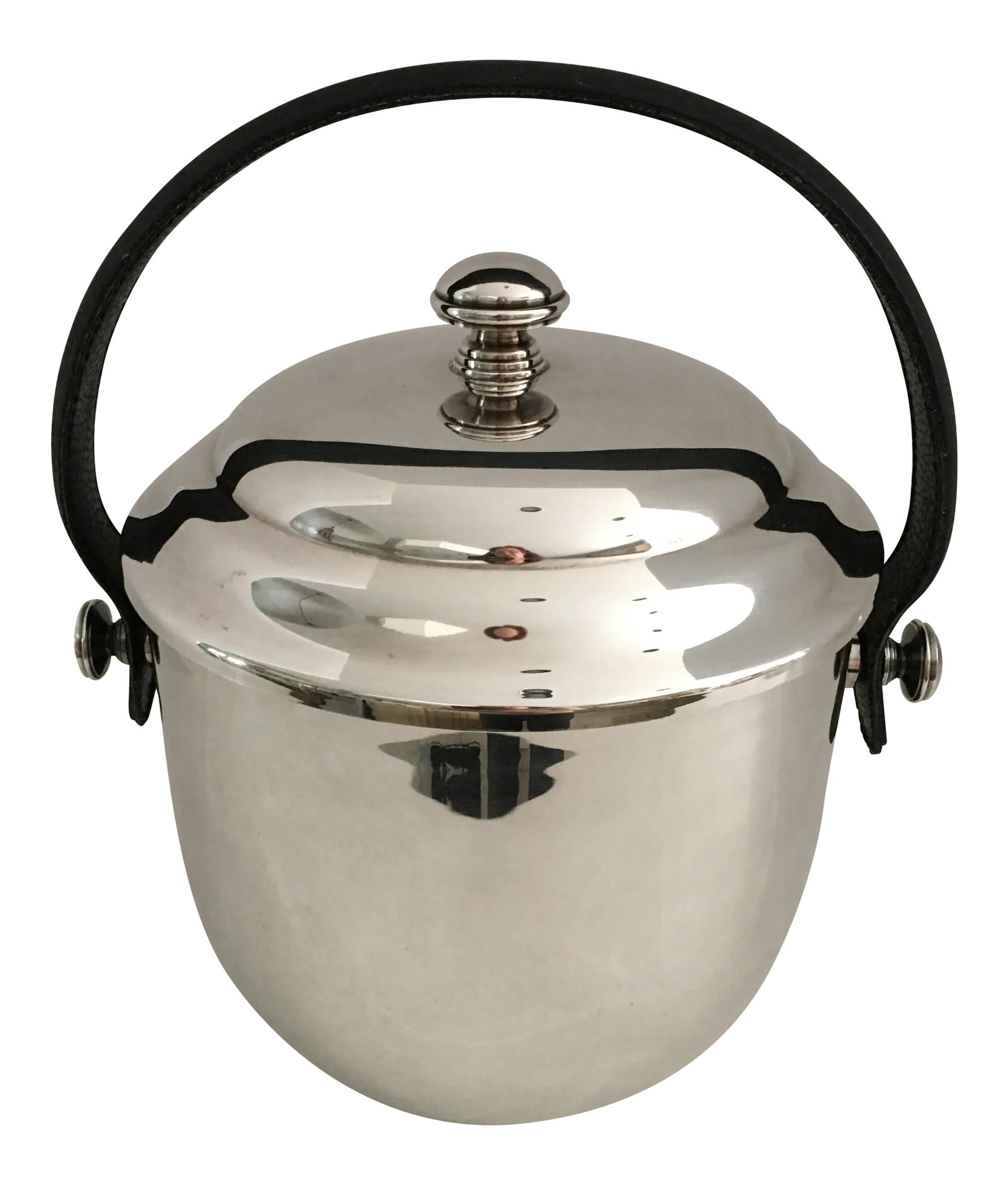 Plata Lappas Silver & Leather Ice Bucket, Argentina: Plata Lappas Founded in 1887 by silversmith Alcibiades Lappas, Plata Lappas has been supplying luxury silver and leather products to some of the world's most prestigious international designers as