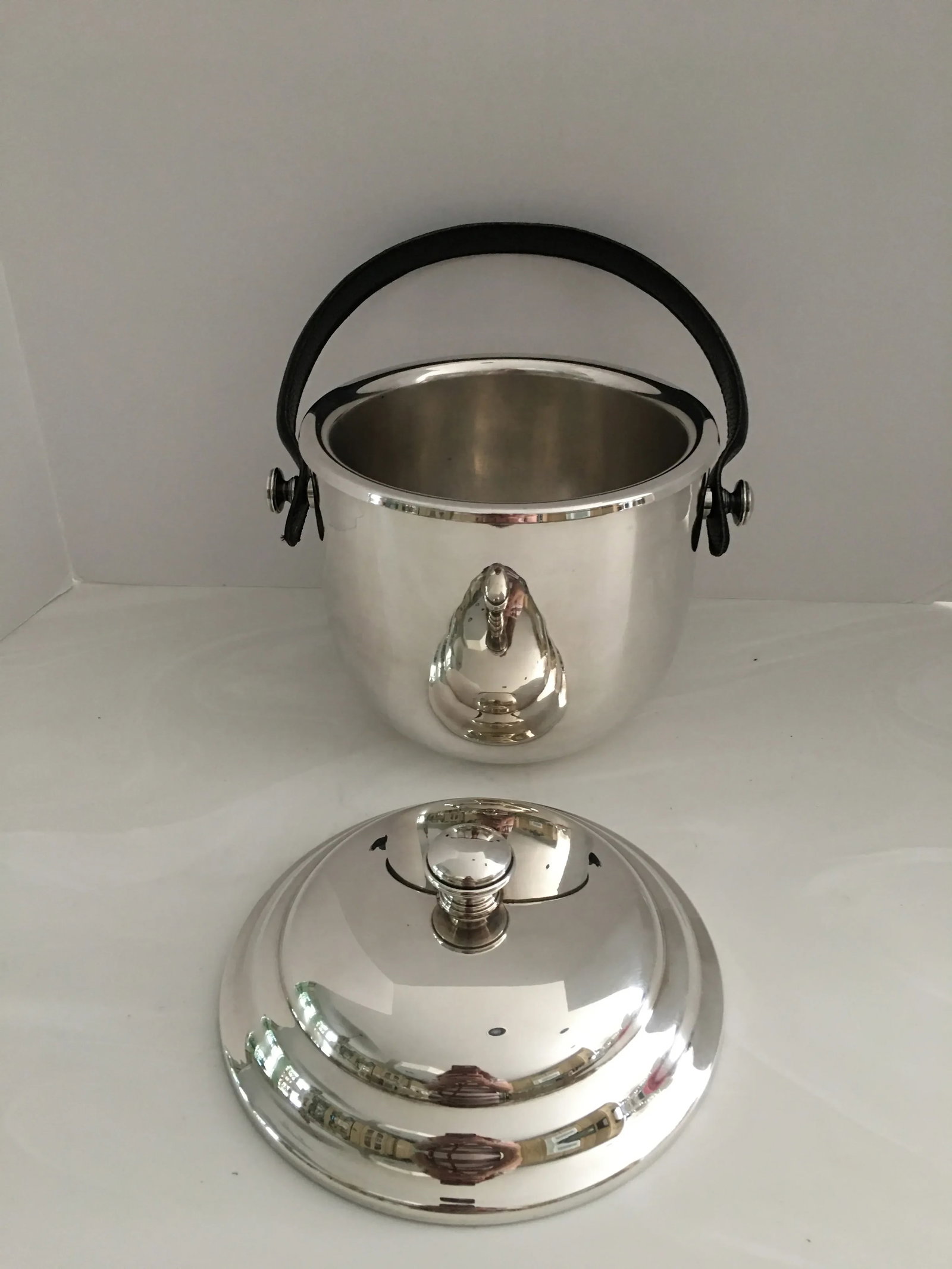 Plata Lappas Silver & Leather Ice Bucket, Argentina - 4