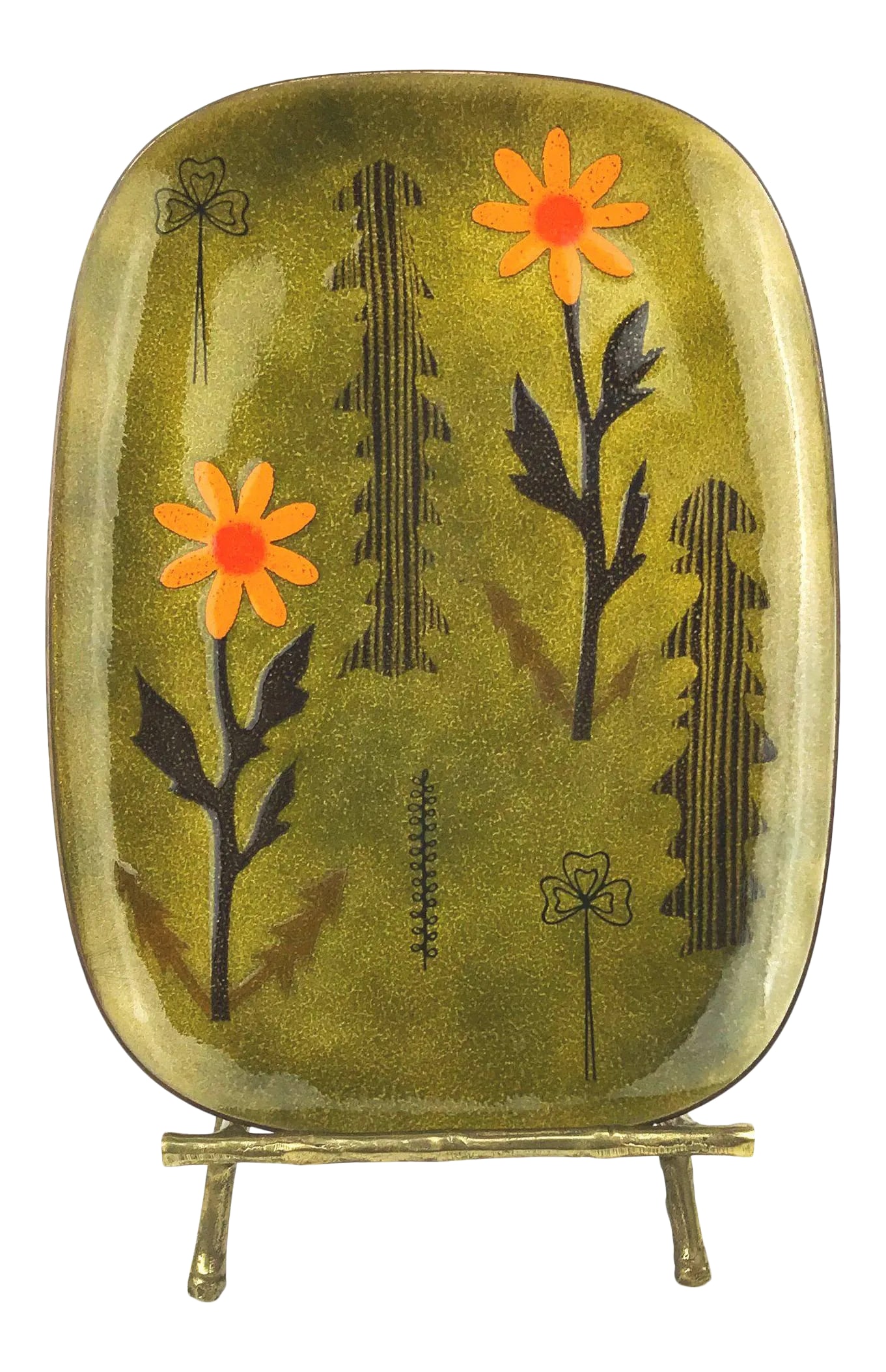 Miguel Pineda Mexican Enamel Dish with Trees and Flower Motif (1 of 9)