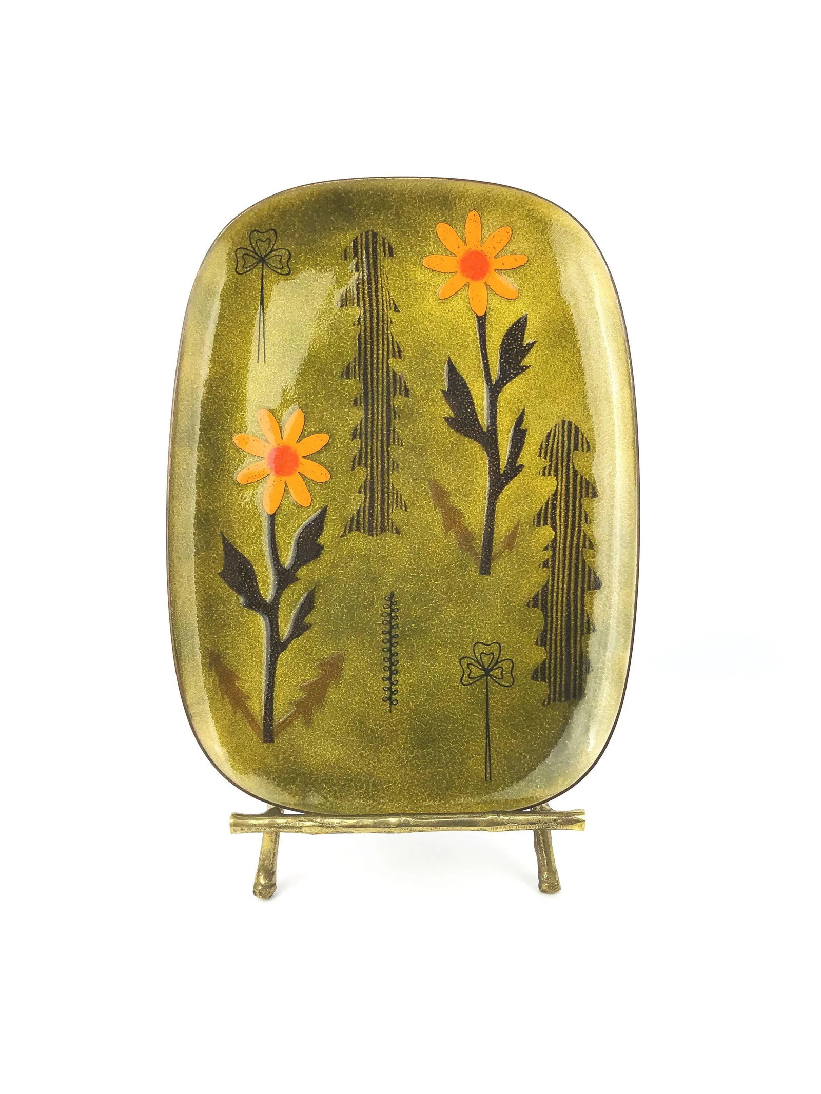 Miguel Pineda Mexican Enamel Dish with Trees and Flower Motif - 2