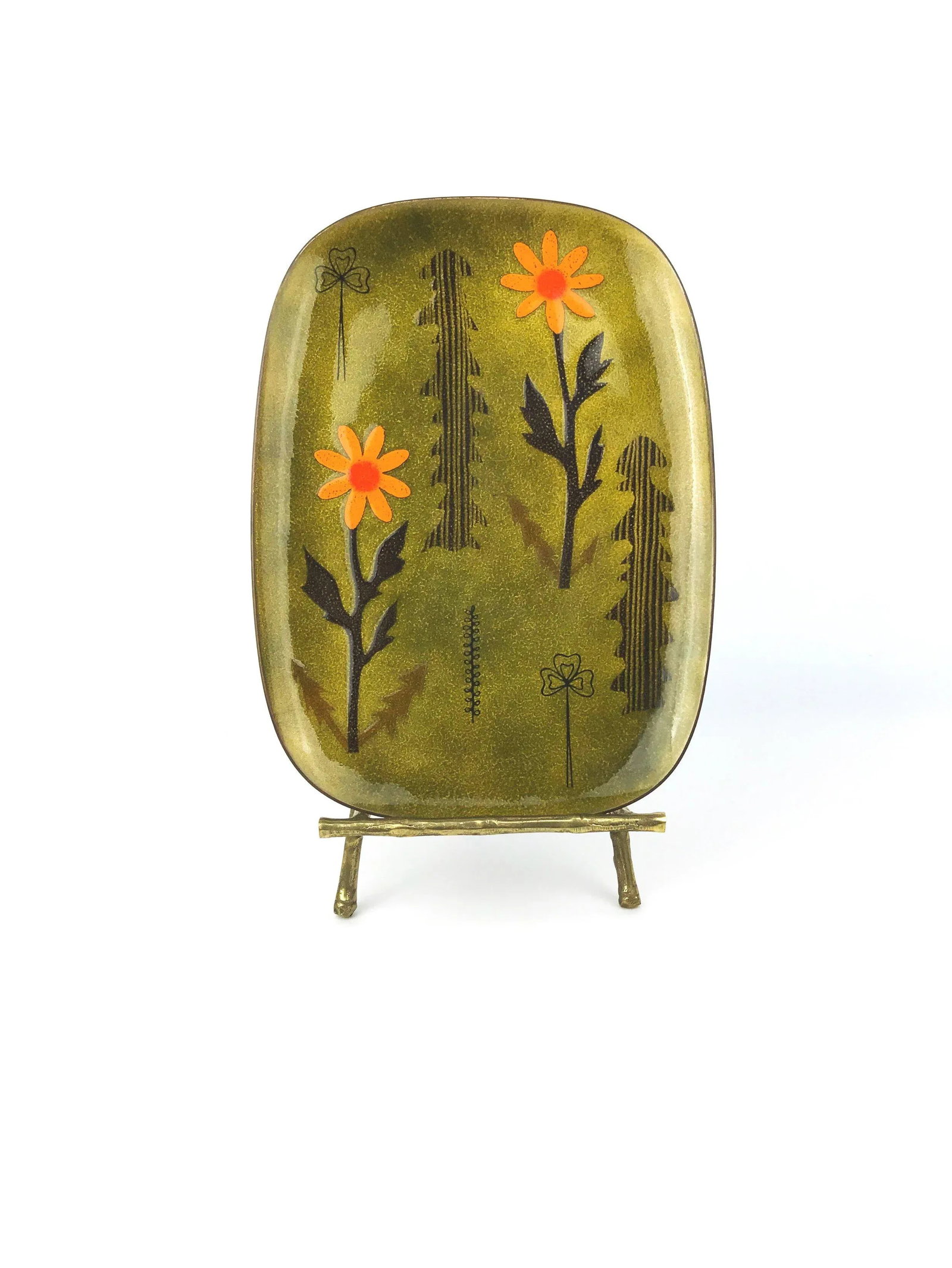 Miguel Pineda Mexican Enamel Dish with Trees and Flower Motif - 9