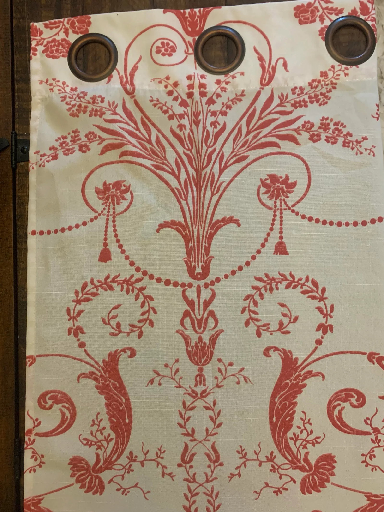 Vintage 1980s Laura Ashley Red Toile Flower Bouquet Curtains- a Pair - 10