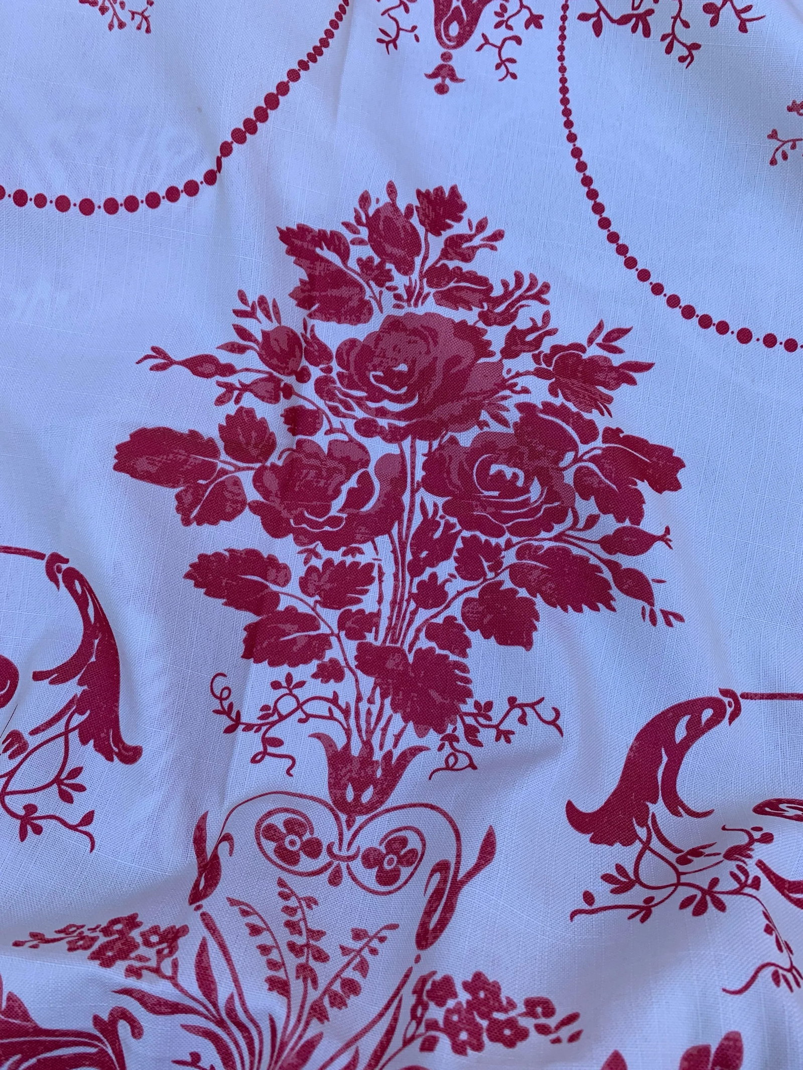 Vintage 1980s Laura Ashley Red Toile Flower Bouquet Curtains- a Pair - 4