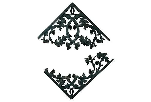 Vintage Acorn & Maple Leaf Cast Iron Brackets, Pair - 6