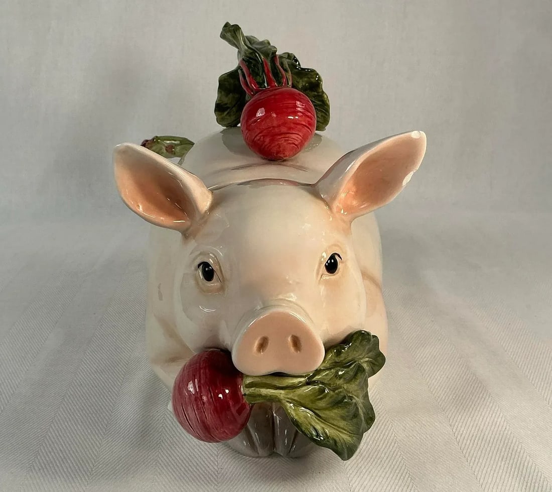 Vintage Fritz & Floyd Ceramic Pig Tureen & Ladle - 3