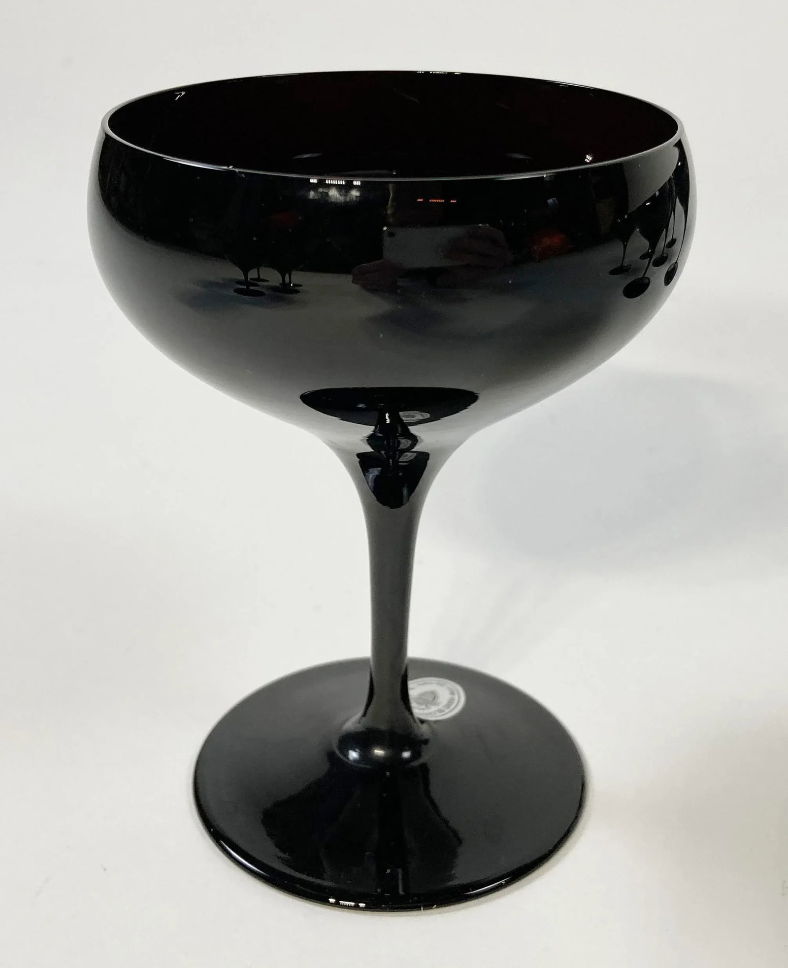 Vintage German Hand-Blown Black Crystal Goblets, Set of 7 - 8
