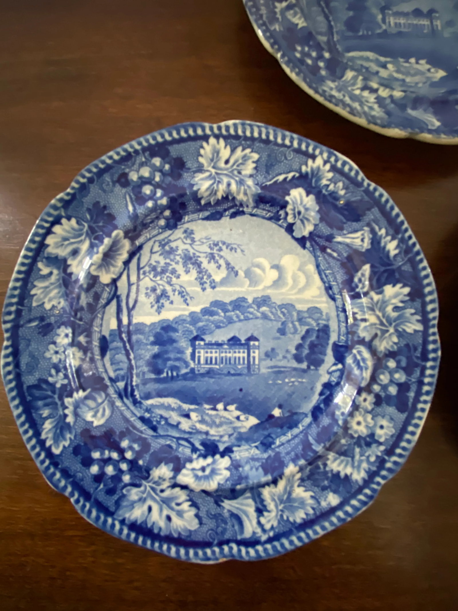 Staffordshire Blue and White Plates - Set of 3 - 2