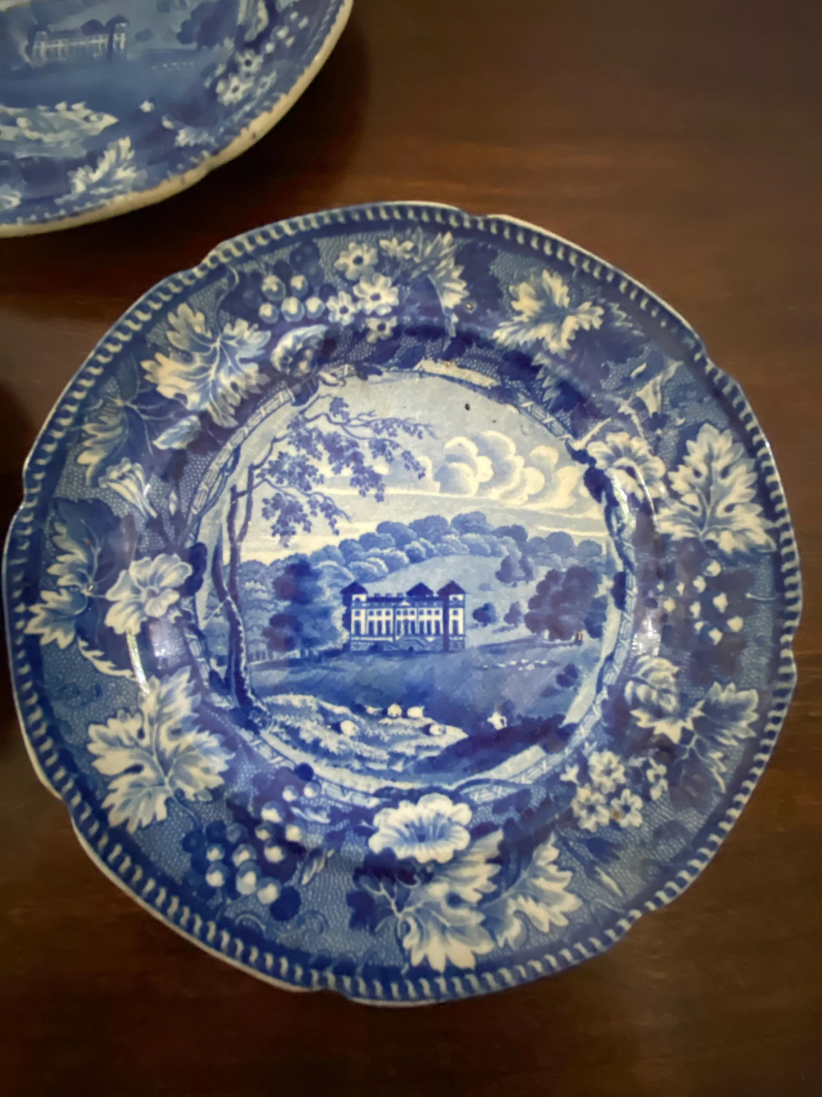 Staffordshire Blue and White Plates - Set of 3 - 3
