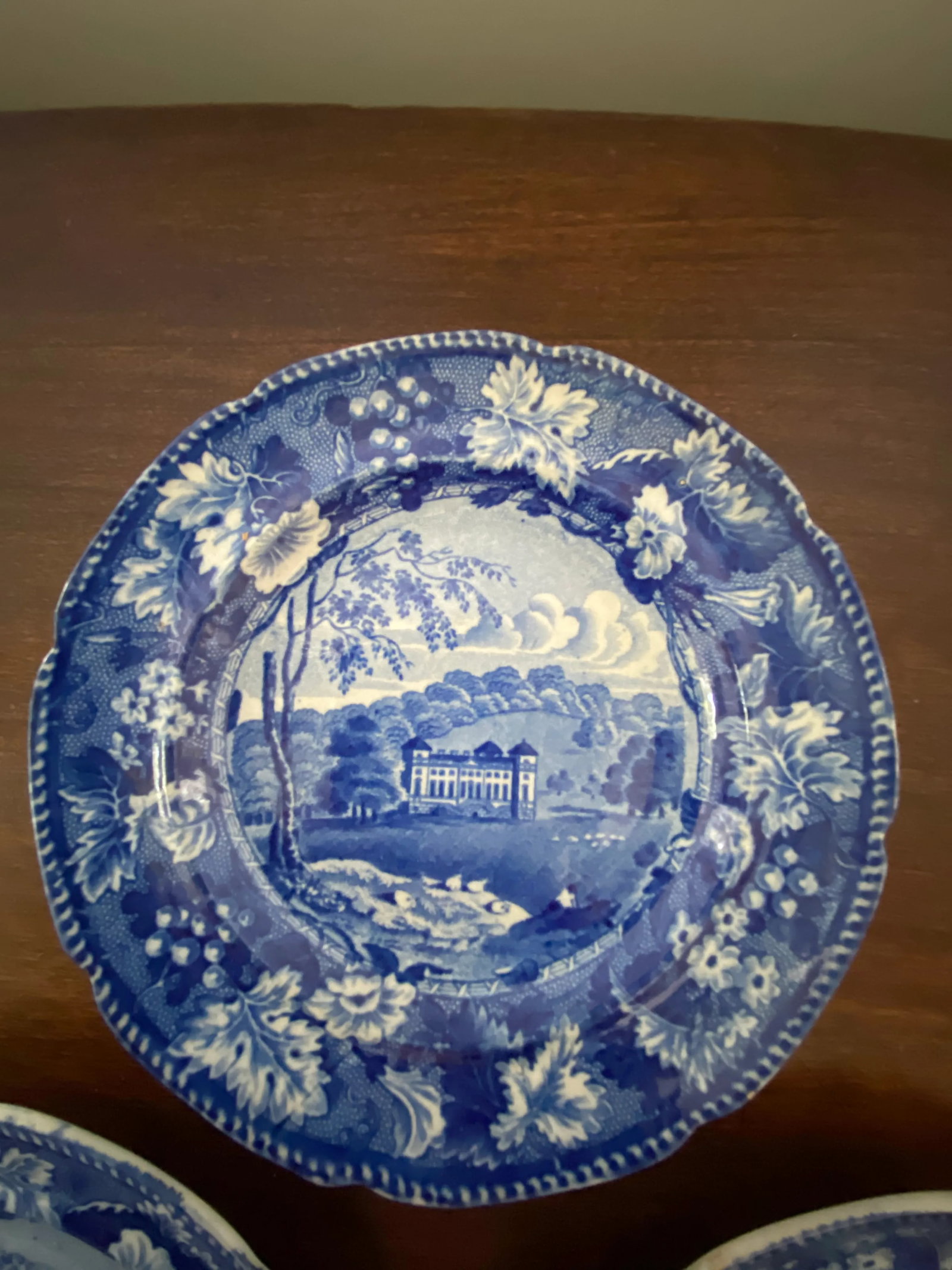 Staffordshire Blue and White Plates - Set of 3 - 4