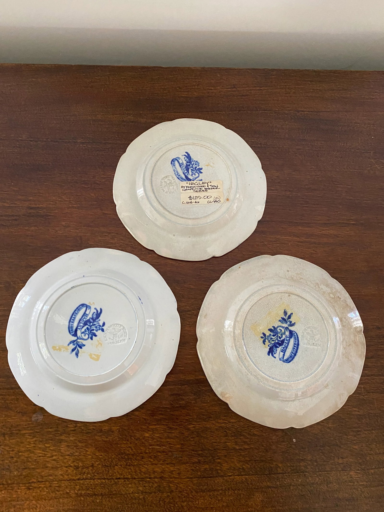 Staffordshire Blue and White Plates - Set of 3 - 7