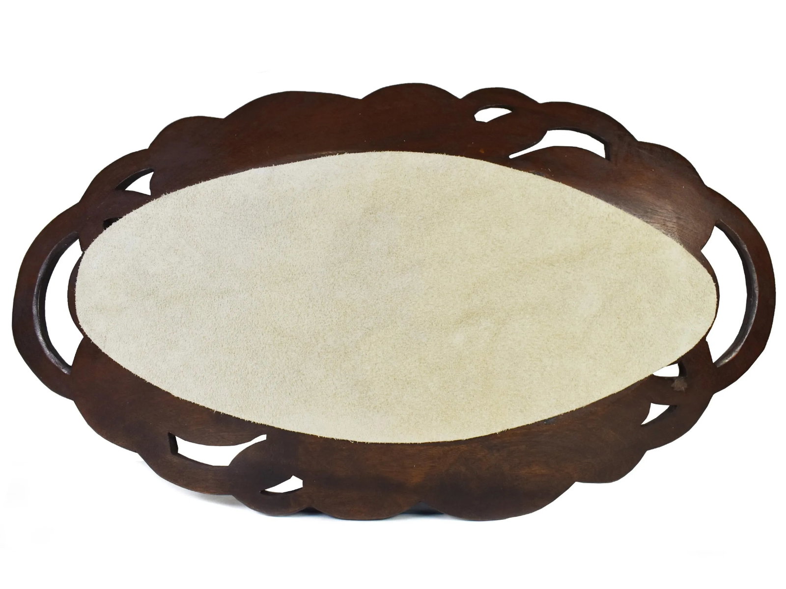 Hand Carved Solid Wood Leaves Fruit Design Tray Centerpiece - 3
