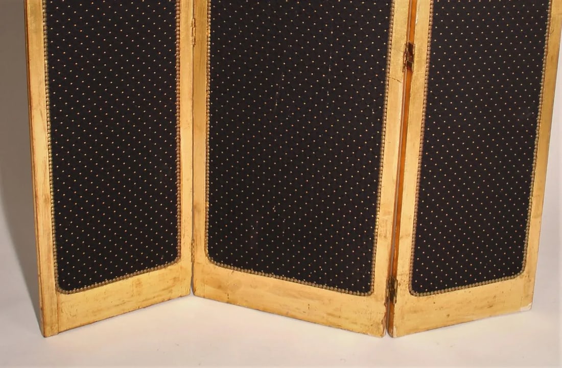 Late 19th Century French Louis XVI Style Three-Fold Gilt-Wood Floor Screen - 6