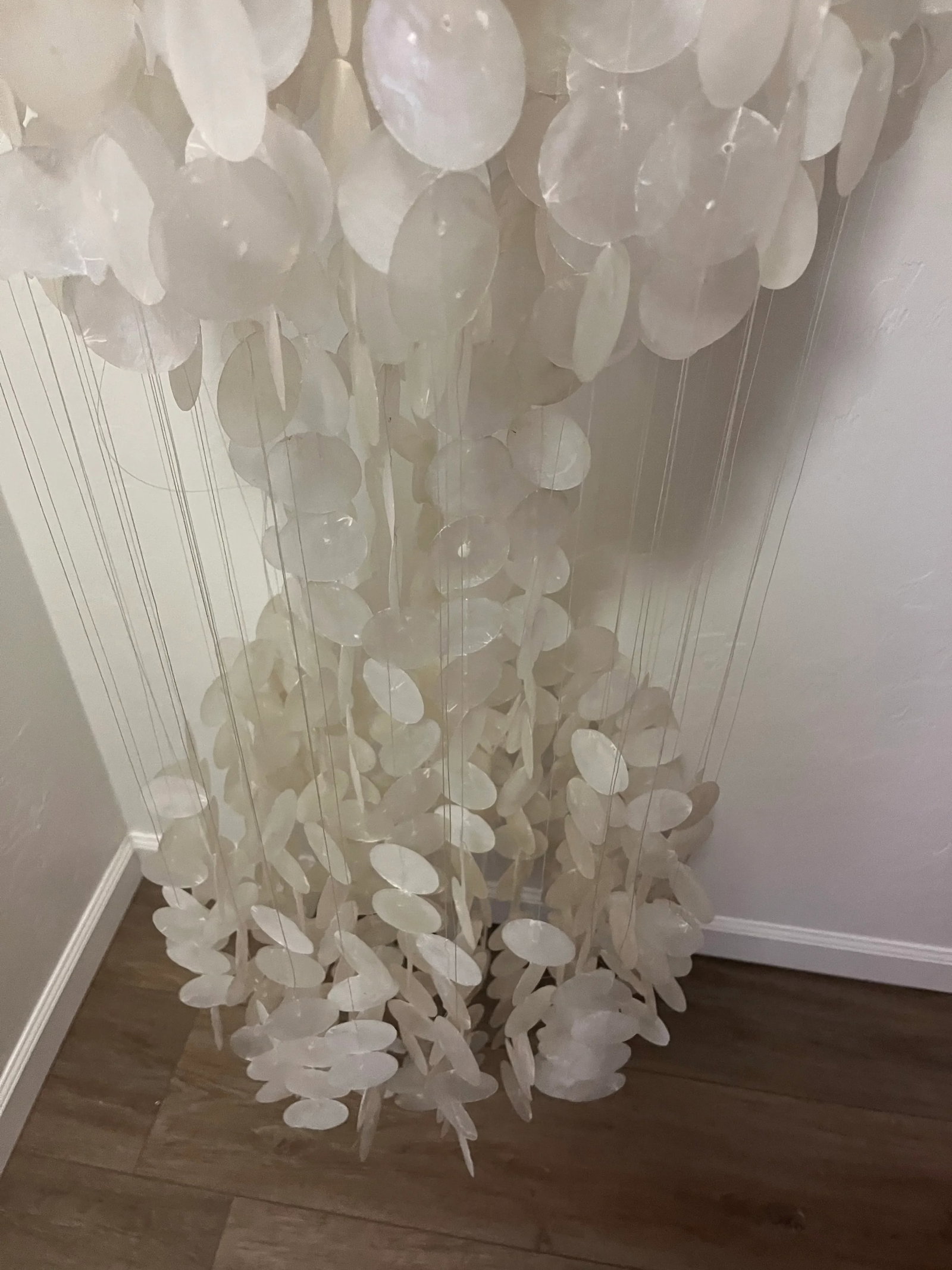 1960s Italian Verner Panton Style Mid-Century Multi-Tiered Capiz Chandelier - 10