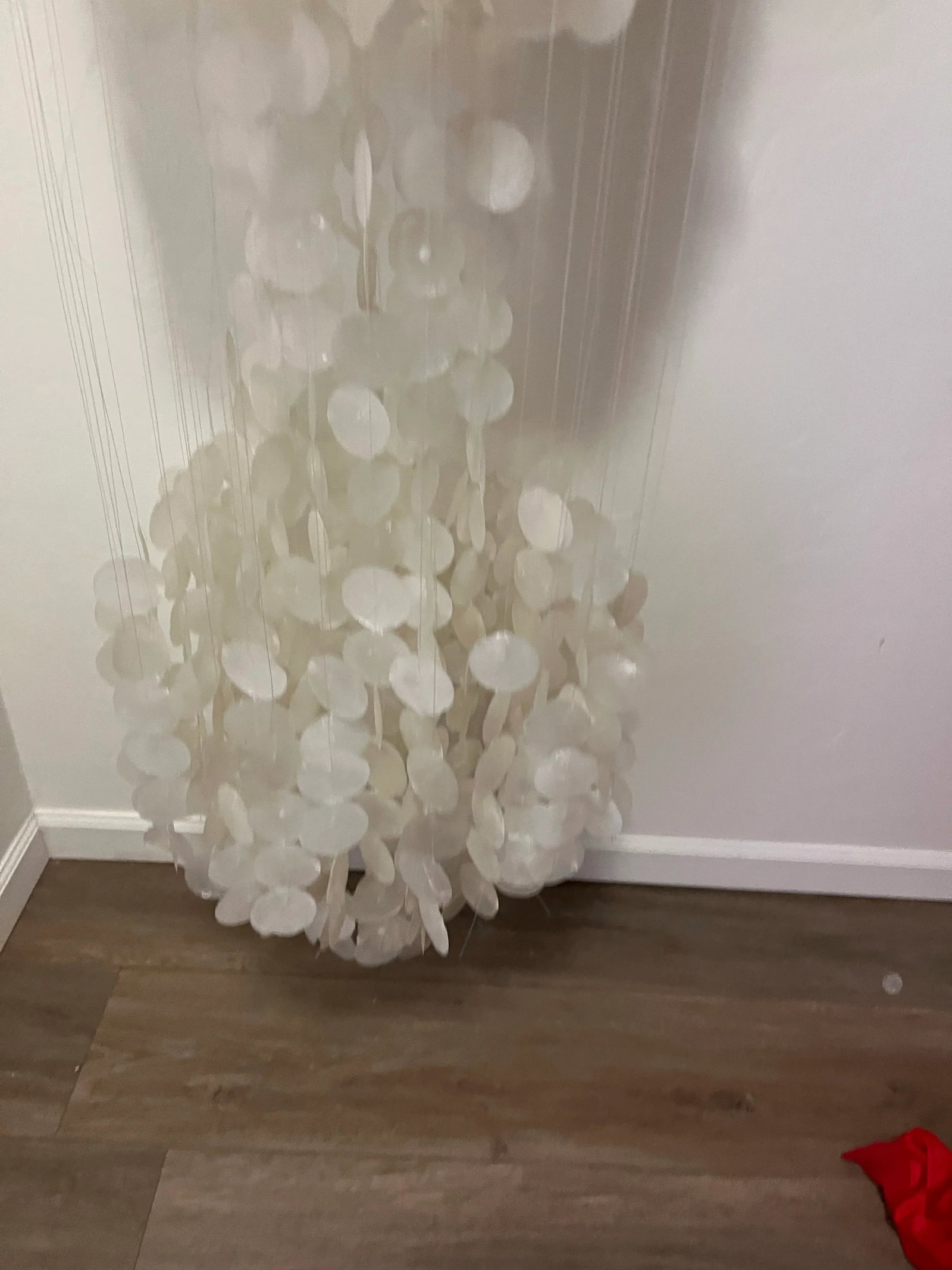 1960s Italian Verner Panton Style Mid-Century Multi-Tiered Capiz Chandelier - 12