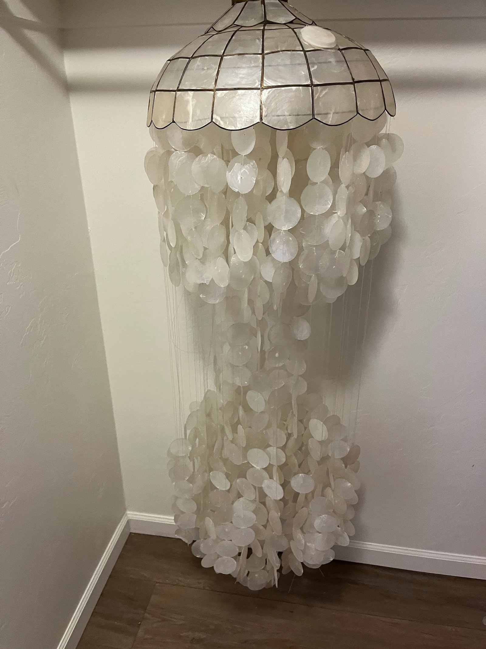 1960s Italian Verner Panton Style Mid-Century Multi-Tiered Capiz Chandelier - 3