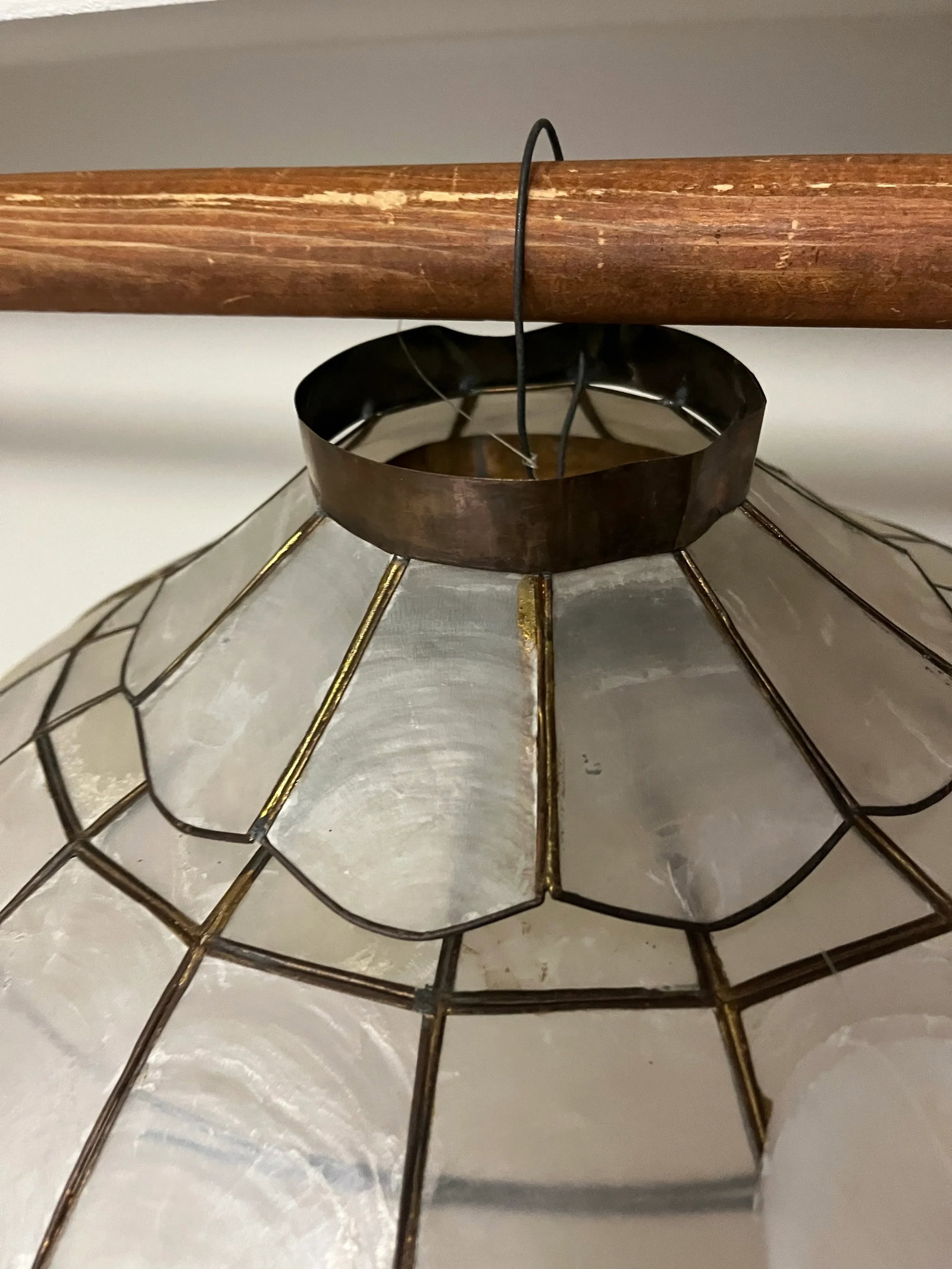 1960s Italian Verner Panton Style Mid-Century Multi-Tiered Capiz Chandelier - 4