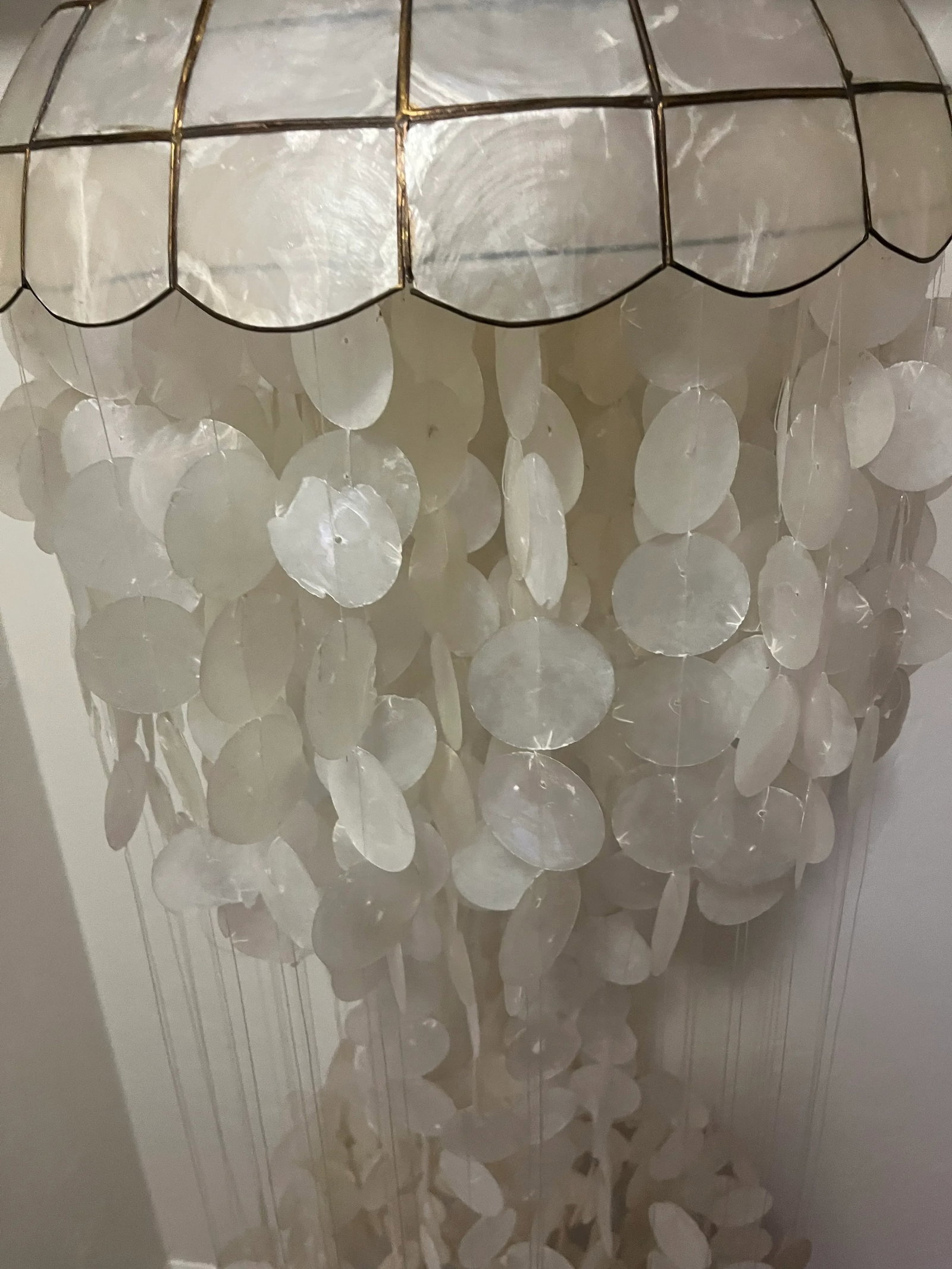 1960s Italian Verner Panton Style Mid-Century Multi-Tiered Capiz Chandelier - 5
