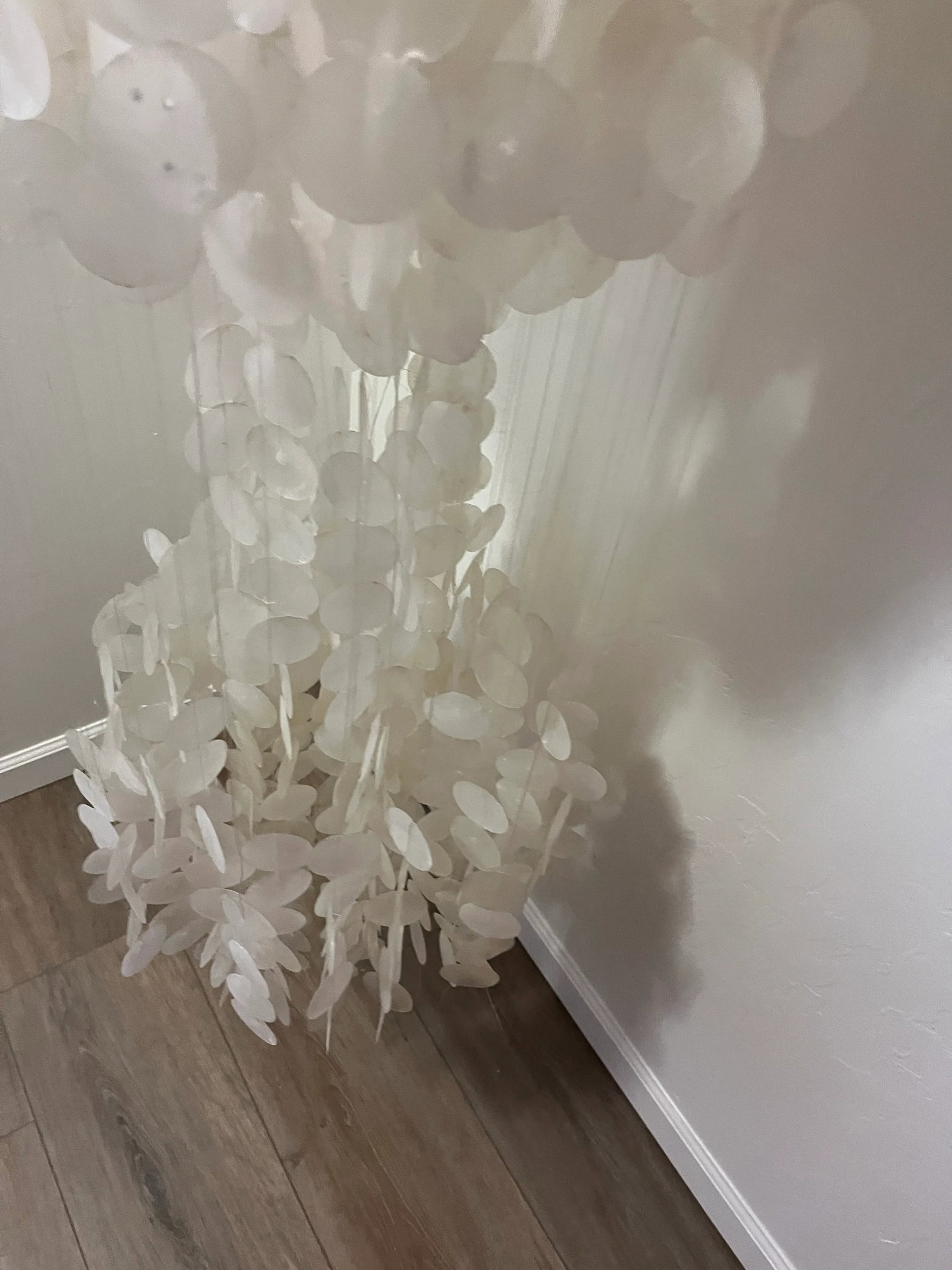 1960s Italian Verner Panton Style Mid-Century Multi-Tiered Capiz Chandelier - 6